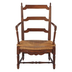 French Louis XVI Style Provencal Rush Seat Armchair, 1940s