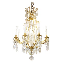 French Louis XVI Style Rock Crystal Chandelier