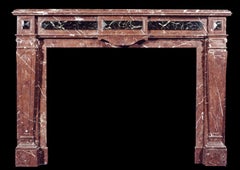French Louis XVI Style Rouge Royale Marble Fireplace