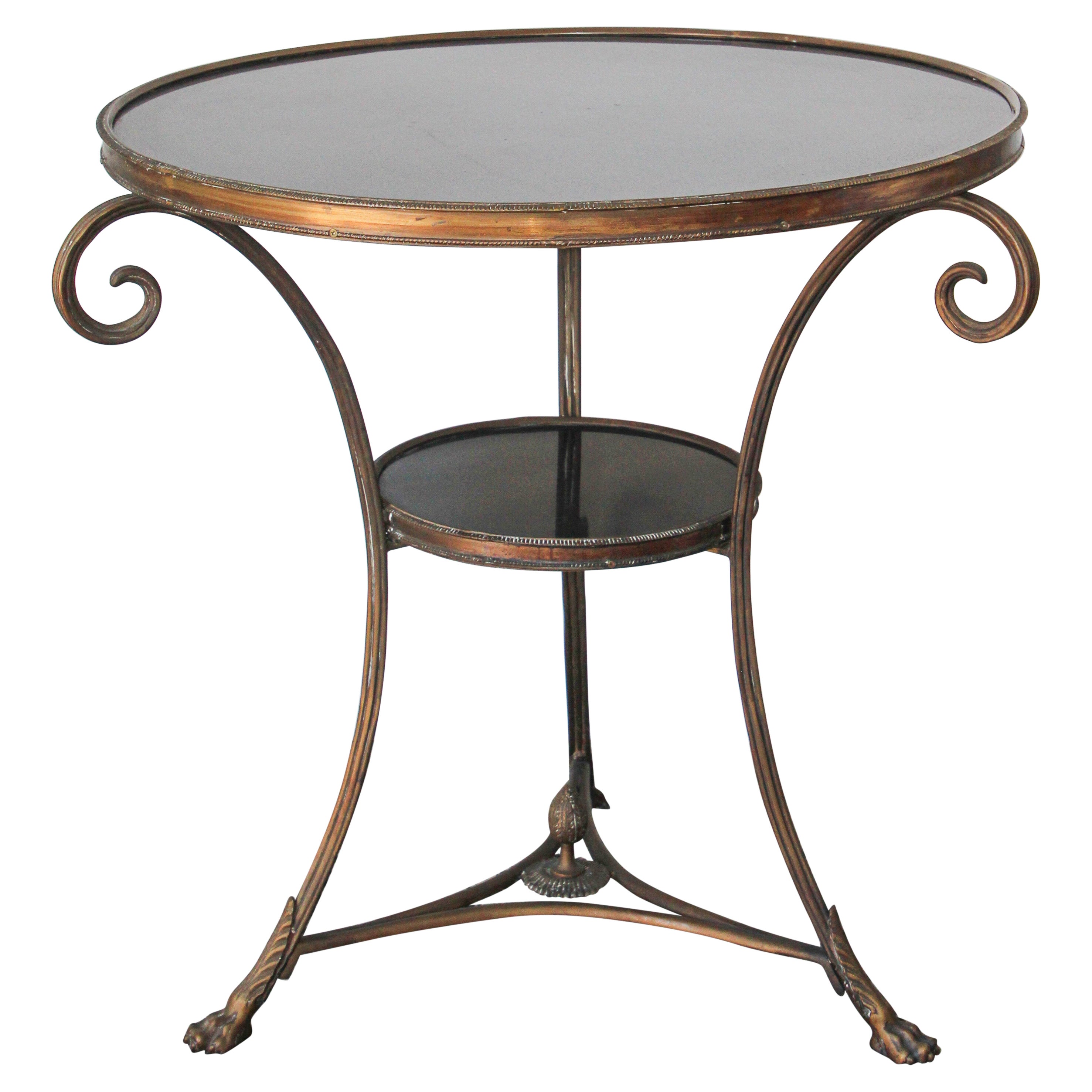 French Louis XVI Style Round Gueridon Marble Table