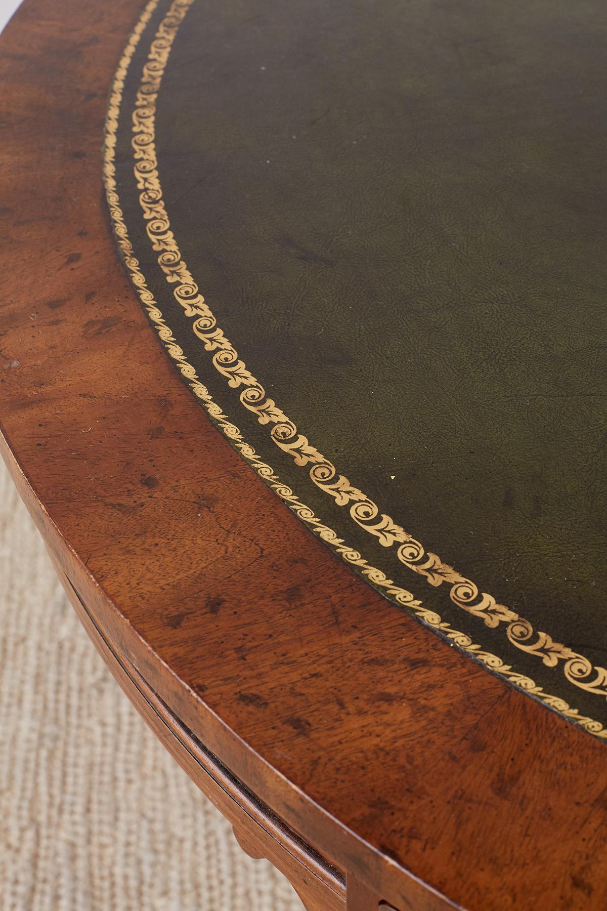 French Louis XVI Style Round Leather Top Game Table 1