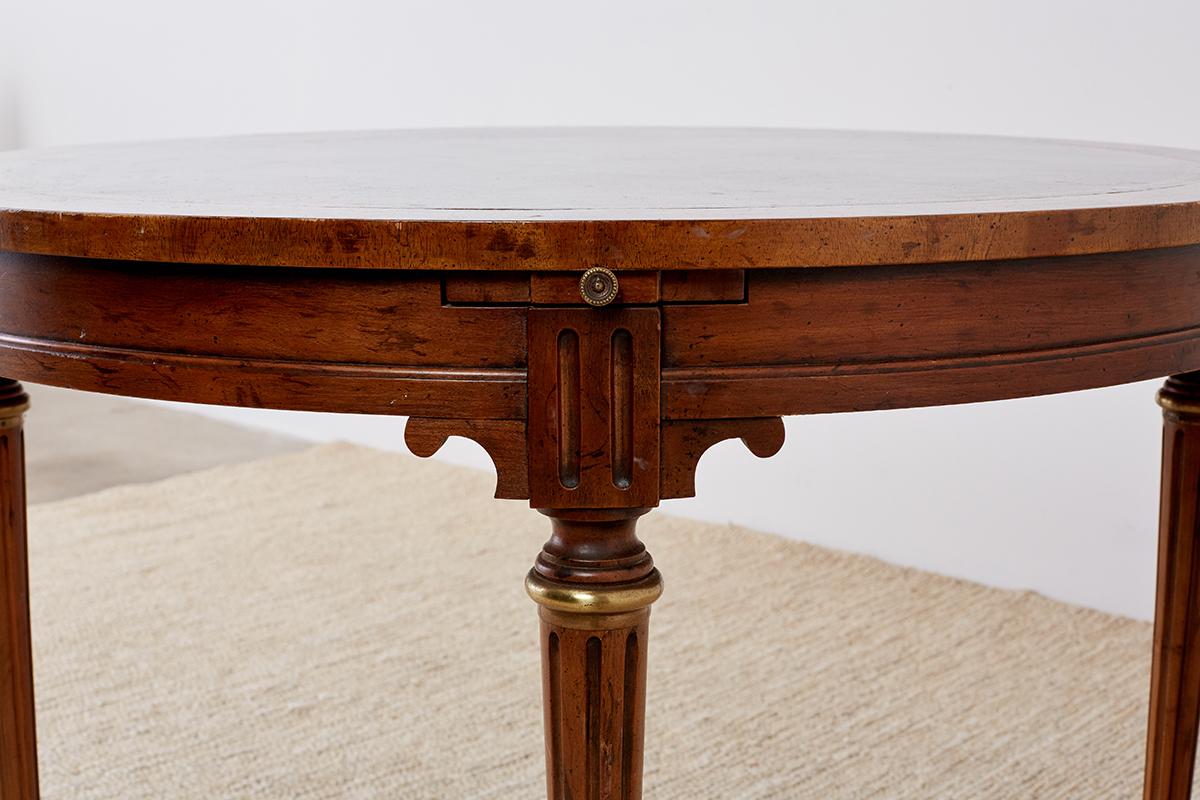 French Louis XVI Style Round Leather Top Game Table 2