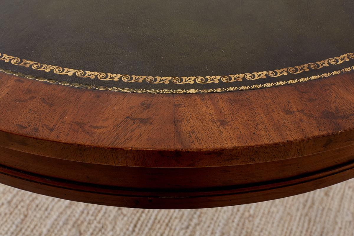 French Louis XVI Style Round Leather Top Game Table 9