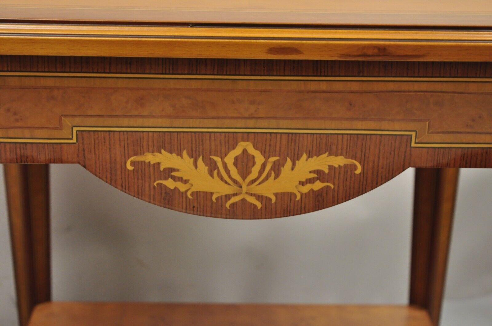 French Louis XVI Style Satinwood Inlay Side End Tables by Mudeva - a Pair        In Good Condition In Philadelphia, PA
