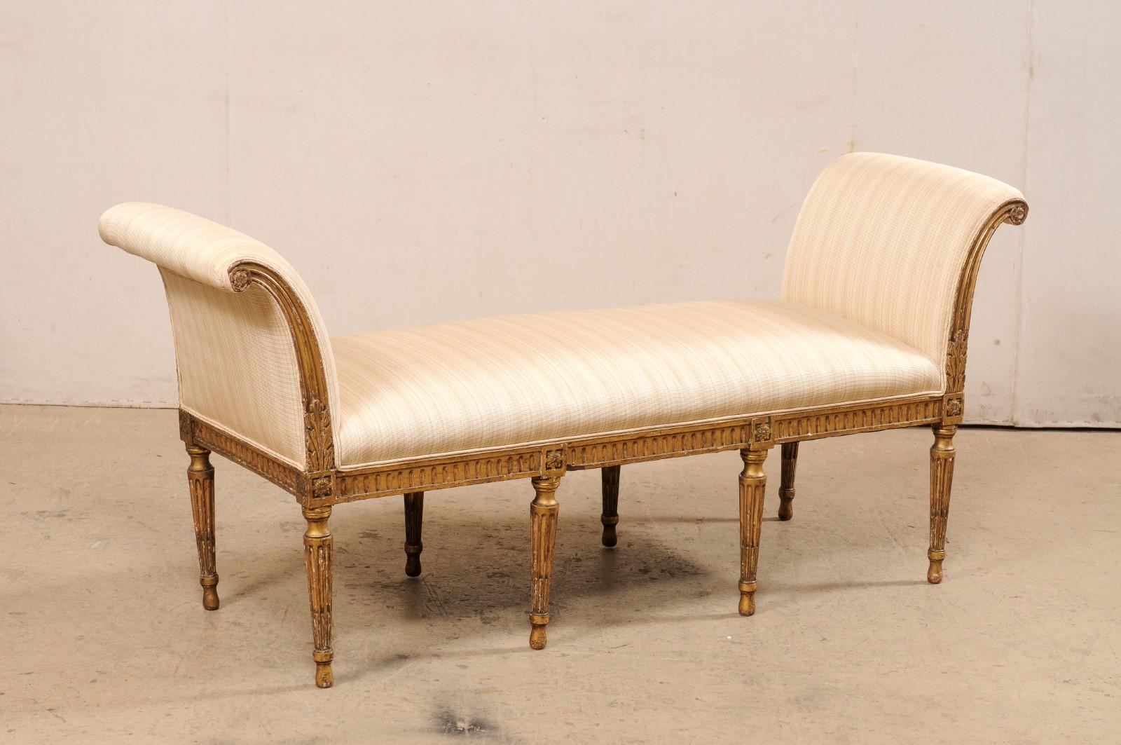 French Louis XVI Style Scroll Arm Window Bench, Late 19th Century 1