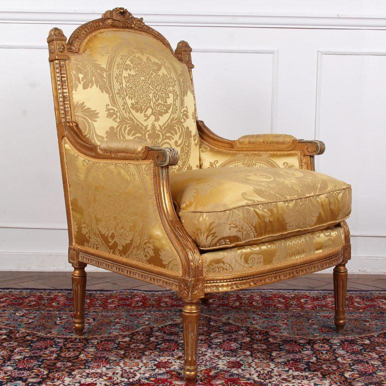 French Louis XVI-Style Settee and 4 Chairs 2