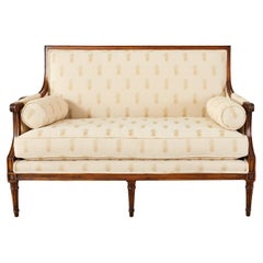Used French Louis XVI Style Settee with Pineapple Motif Fabric