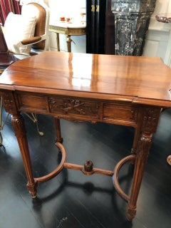 French Louis XVI Style Side Table or Writing Table, Entretoise Legs