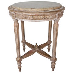 French Louis XVI Style Side Table with Marble Top