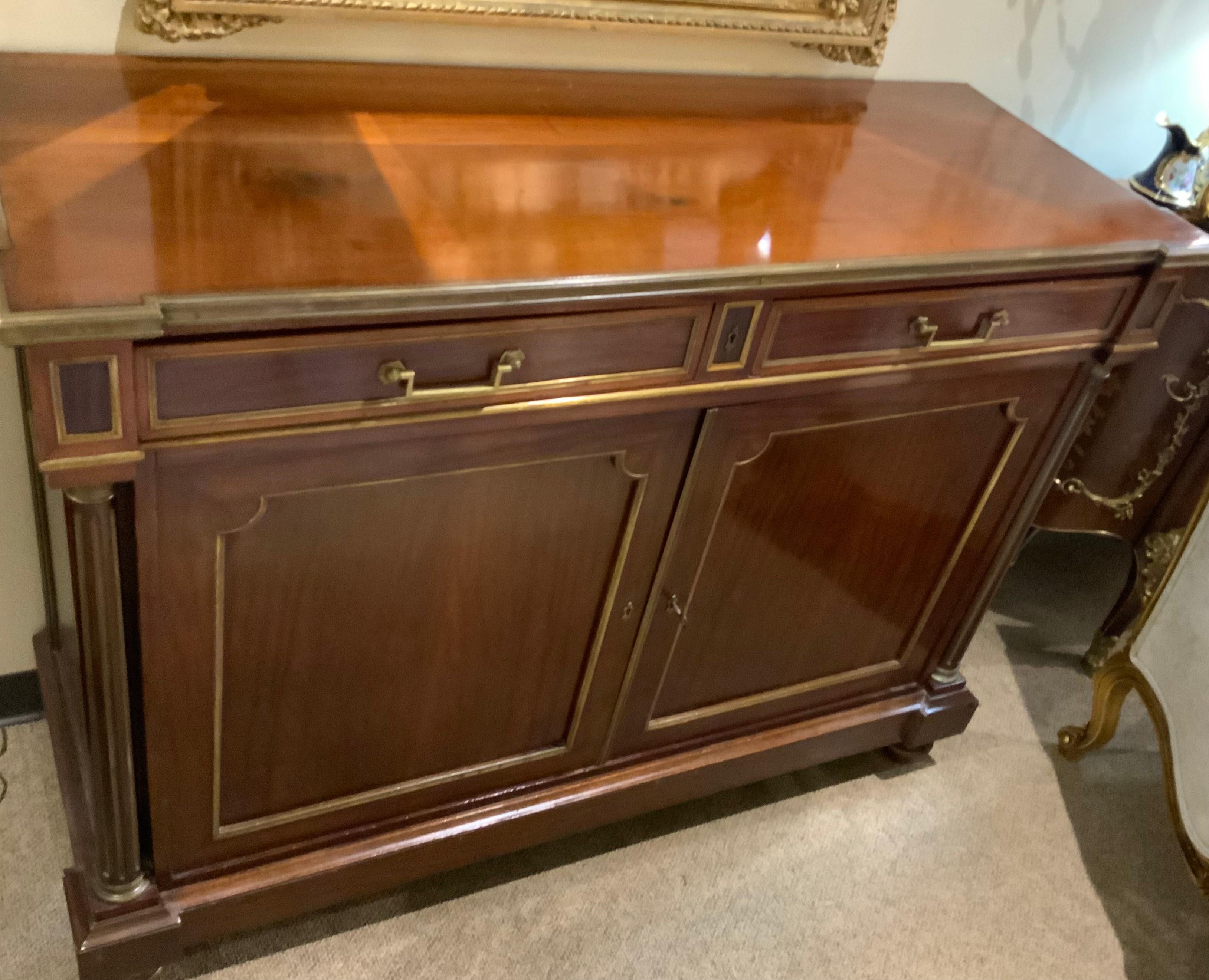 19th Century French Louis XVI style sideboard/buffet mahogany 19 th century  For Sale