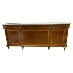Antique French Louis XVI-Style sideboard/buffet mahogany with white marble top by Rinck