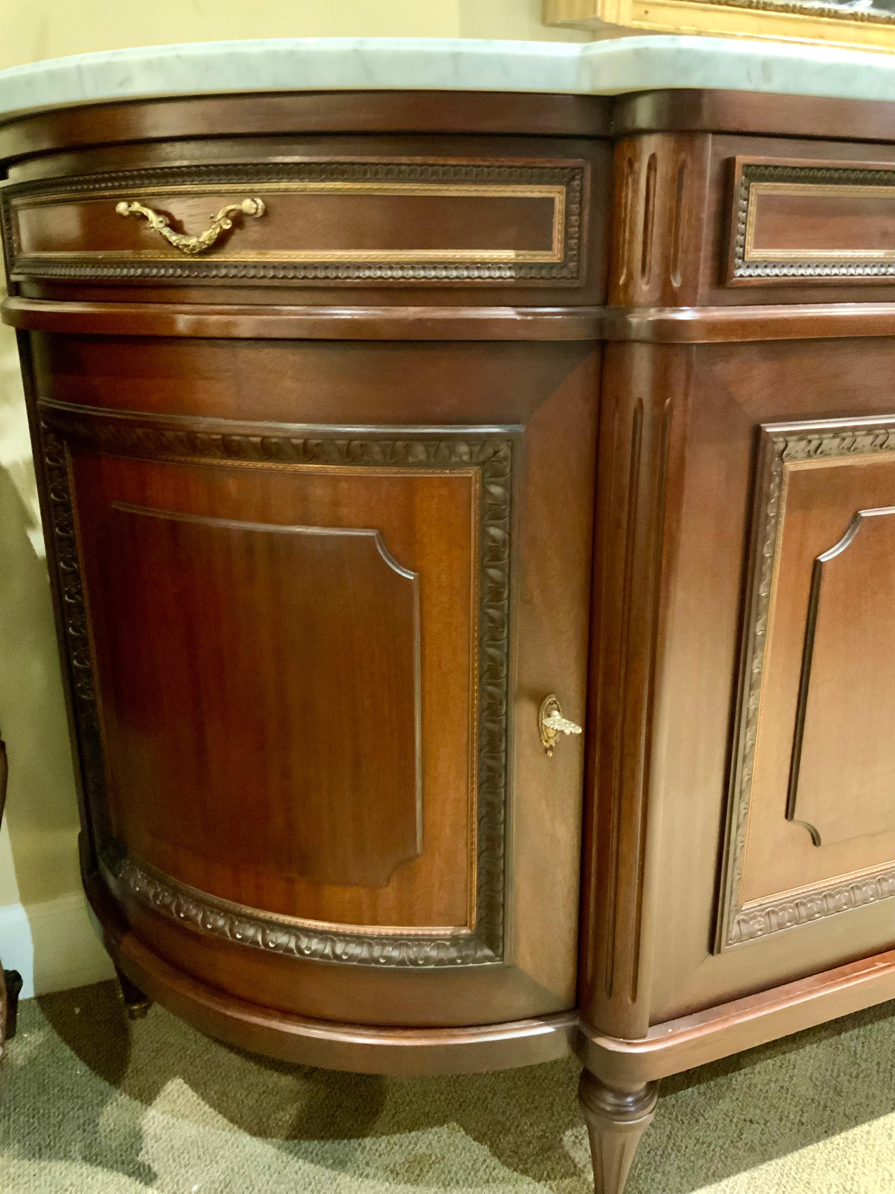French Louis XVI-Style sideboard /buffet with white marble top 5