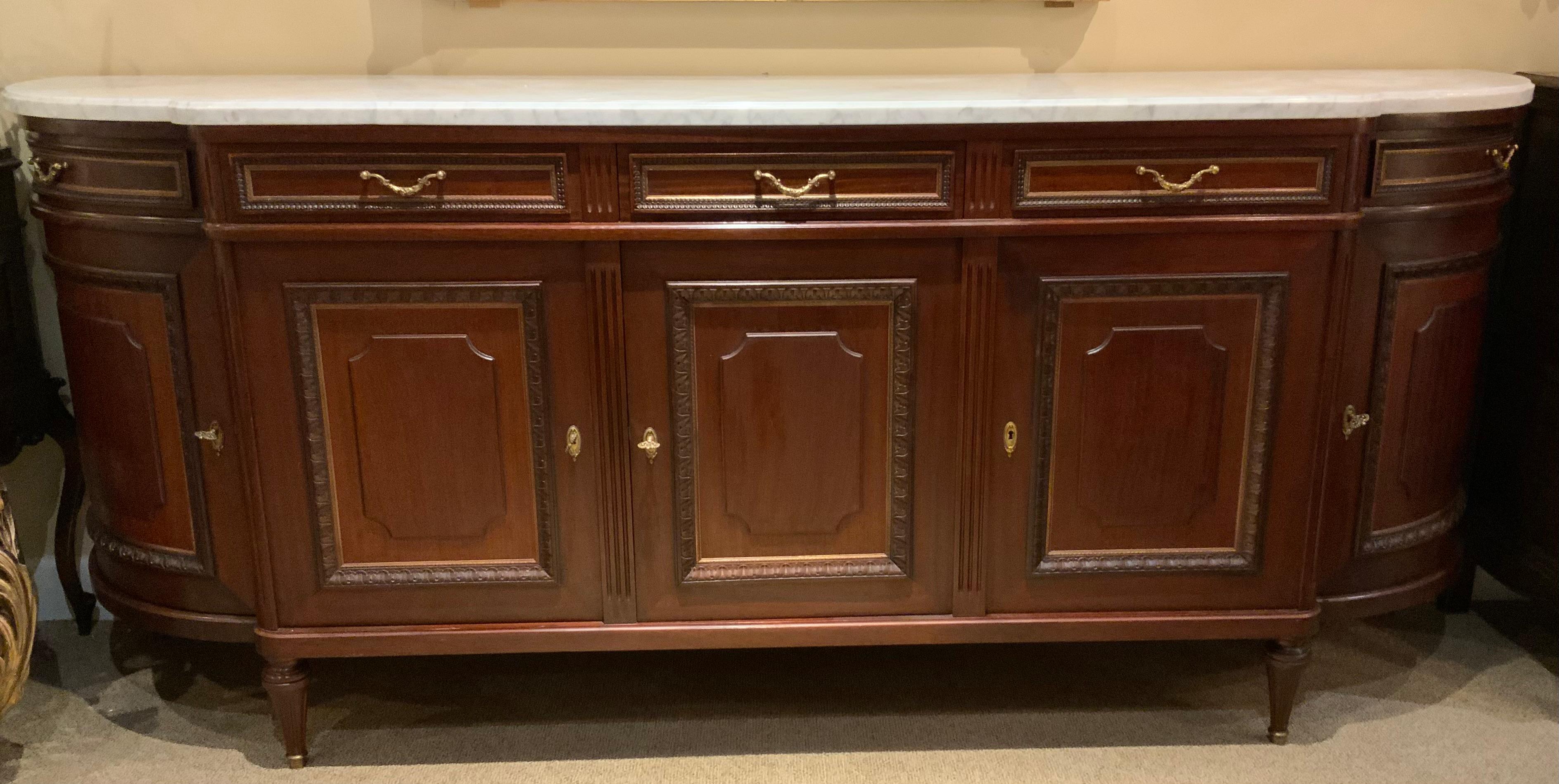 French Louis XVI-Style sideboard /buffet with white marble top 6