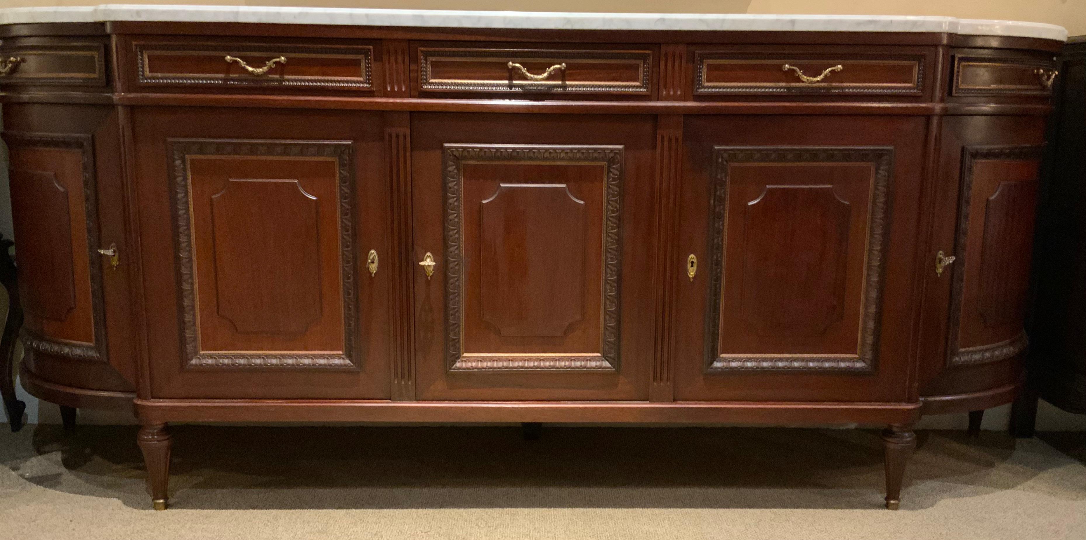 French Louis XVI-Style sideboard /buffet with white marble top 7