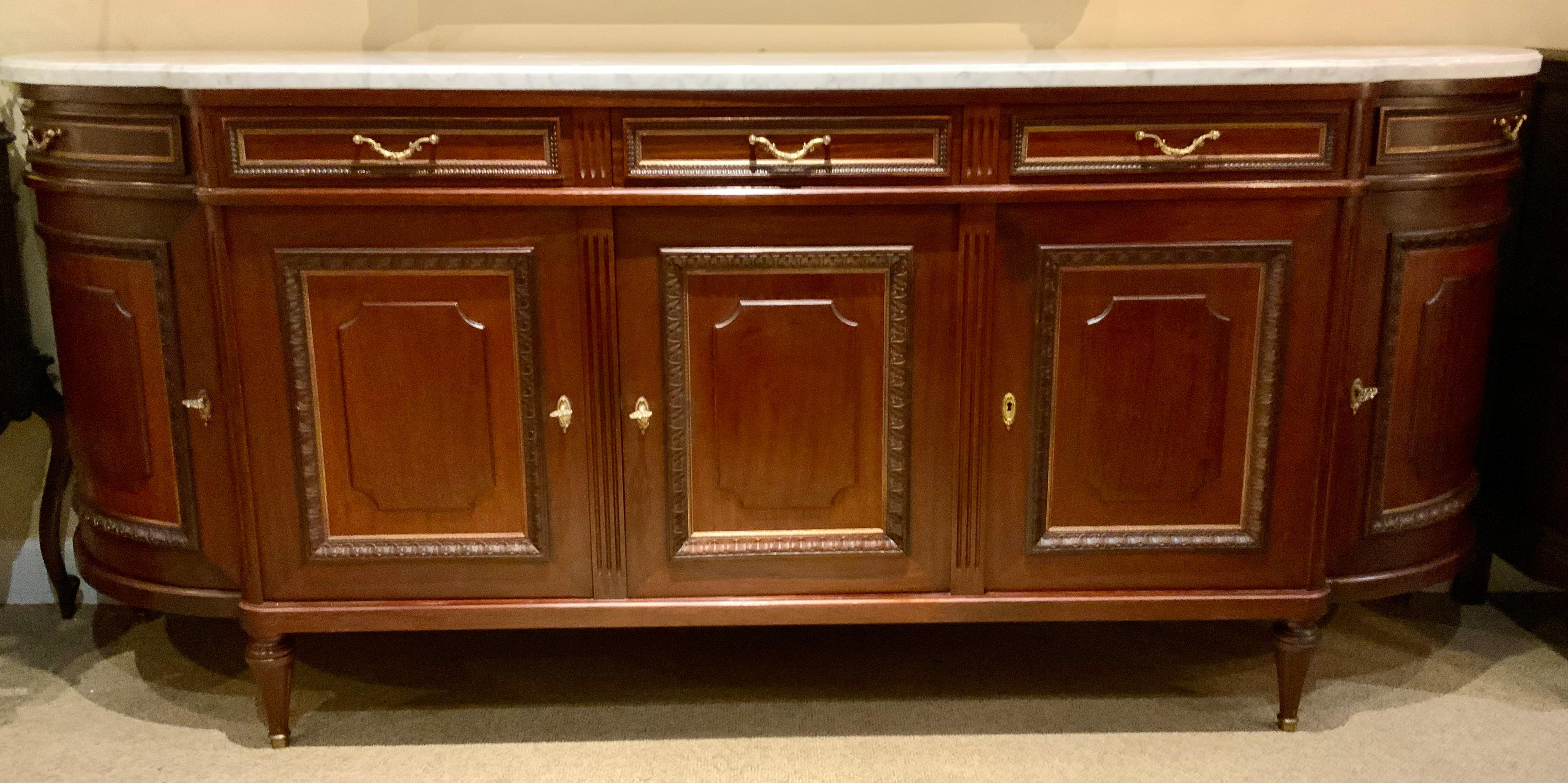 20th Century French Louis XVI-Style sideboard /buffet with white marble top