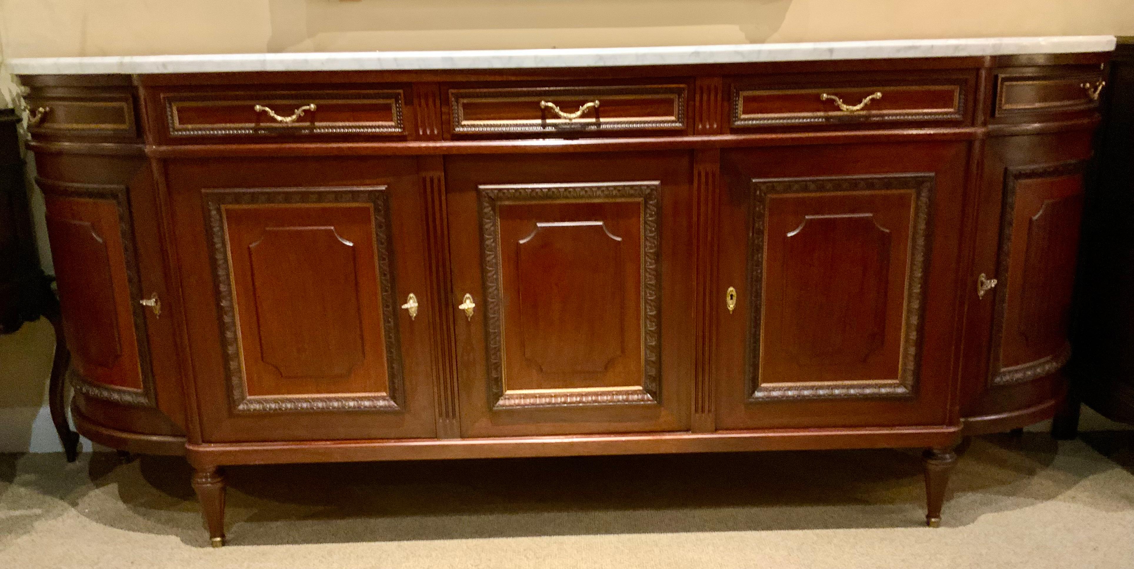 Marble French Louis XVI-Style sideboard /buffet with white marble top