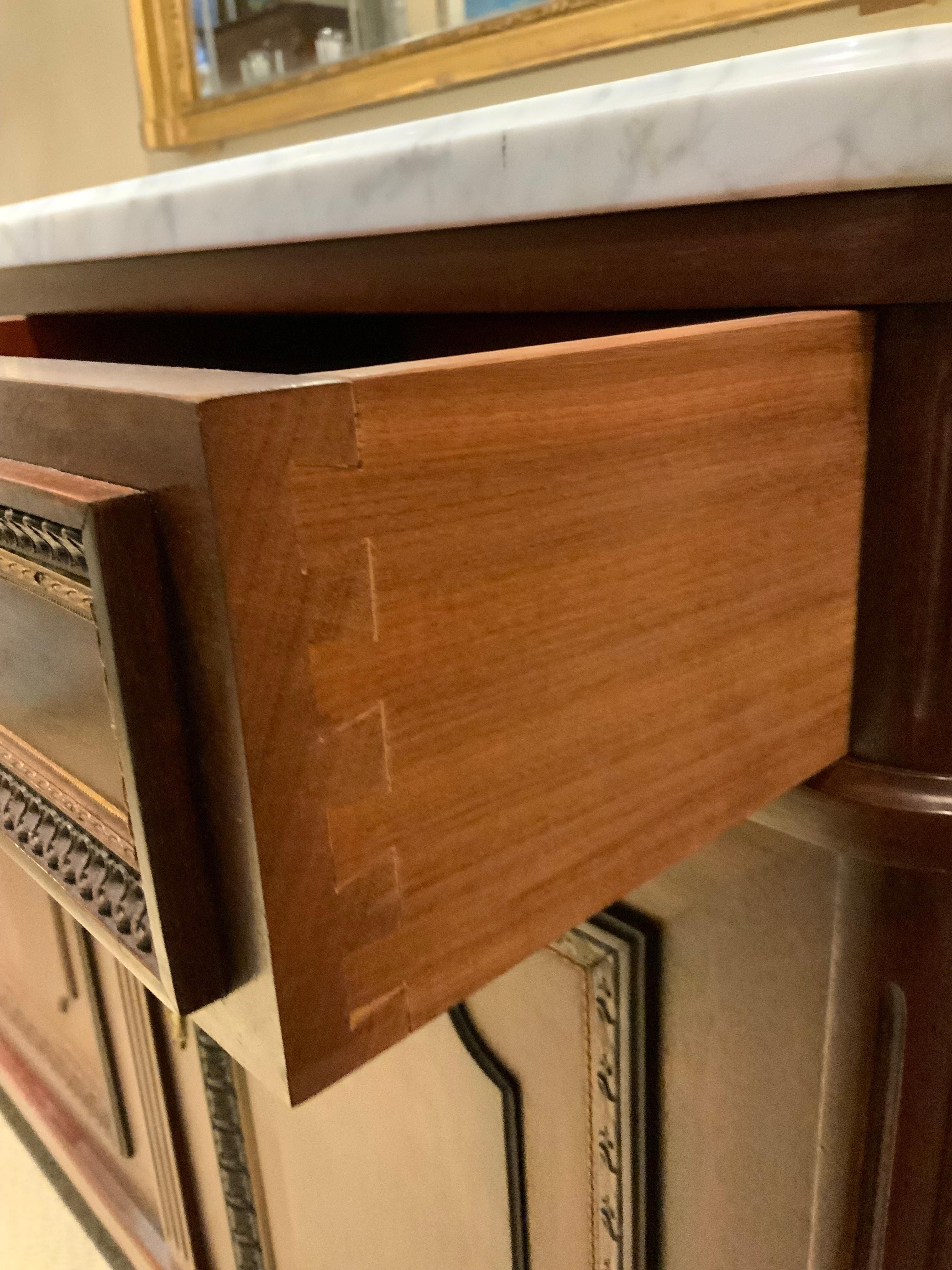 French Louis XVI-Style sideboard /buffet with white marble top 3