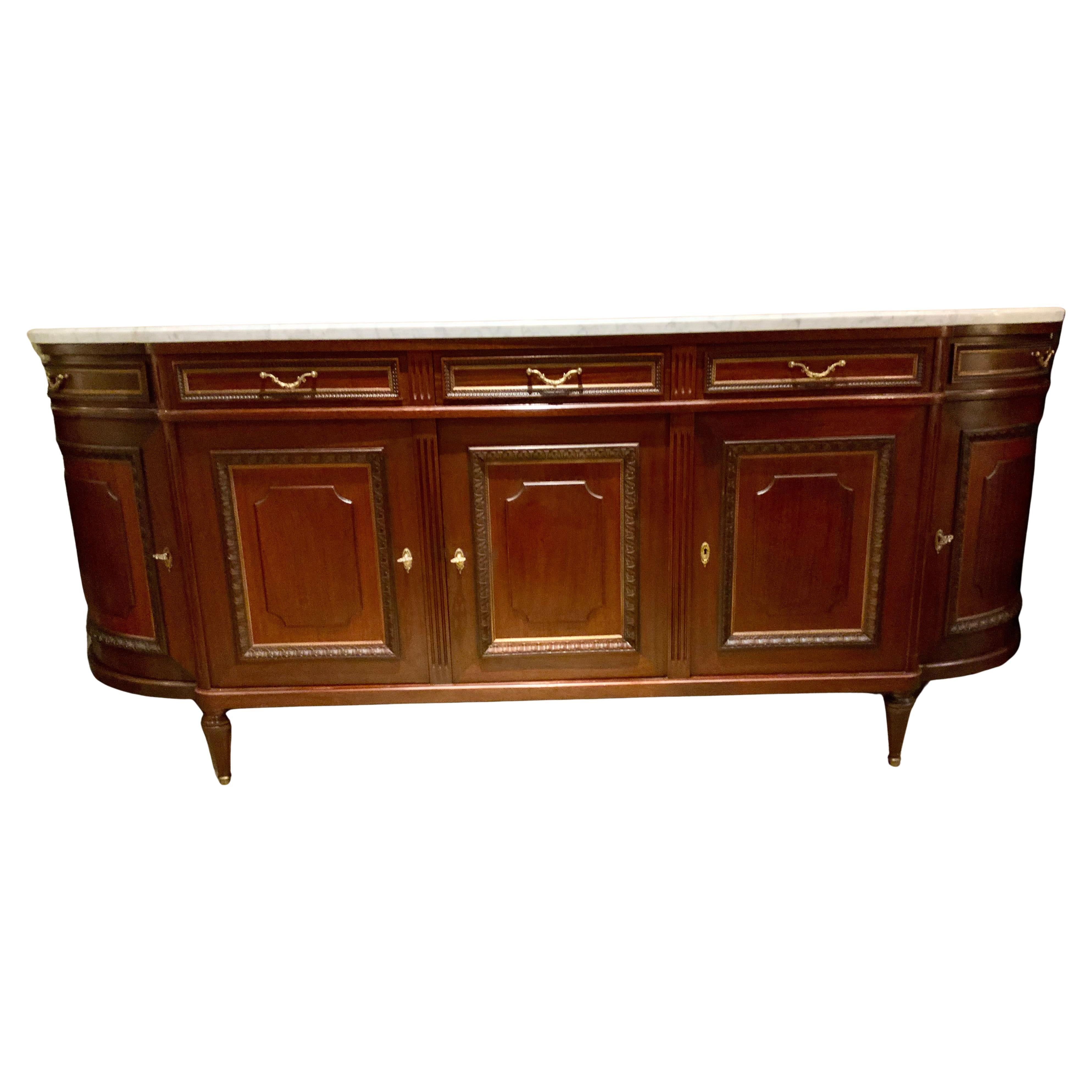 French Louis XVI-Style sideboard /buffet with white marble top