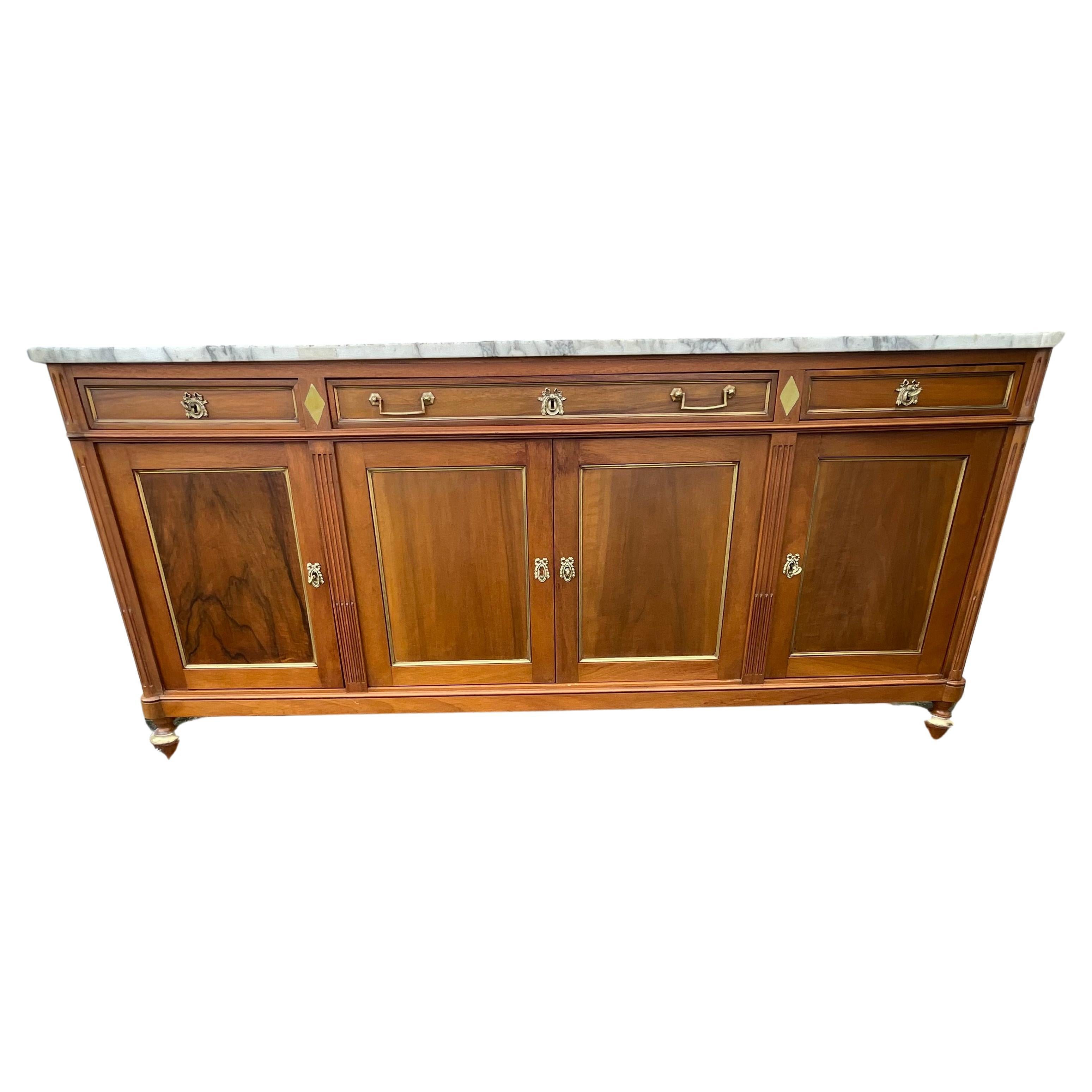 French Louis XVI Style Sideboard Early 20th Century In Walnut For Sale