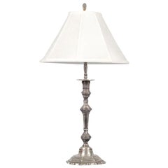 French Louis XVI Style Silver Metal Table Lamp, Early 1900s