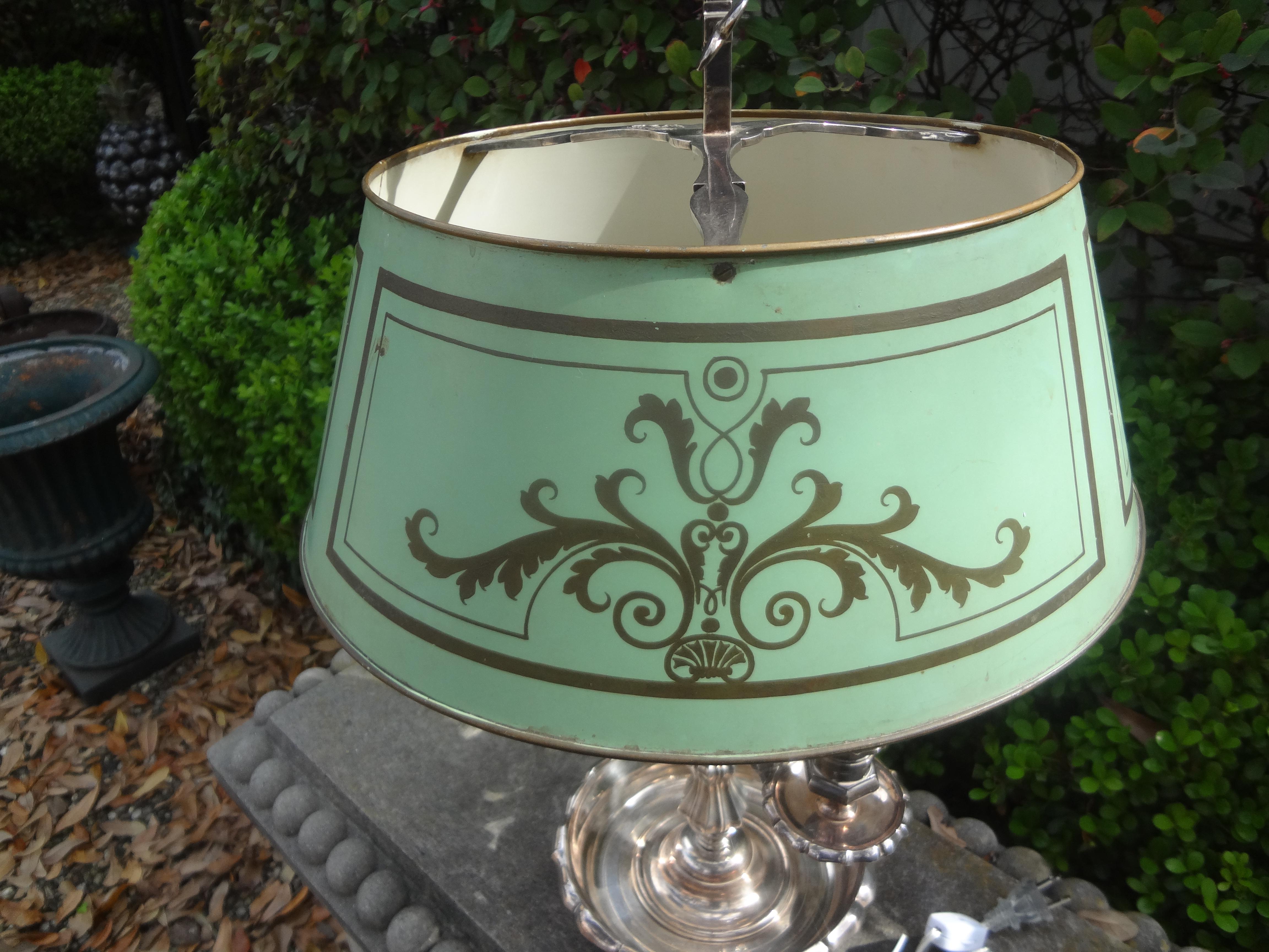 French Louis XVI Style Silver Plated Bronze Bouillotte Lamp For Sale 3