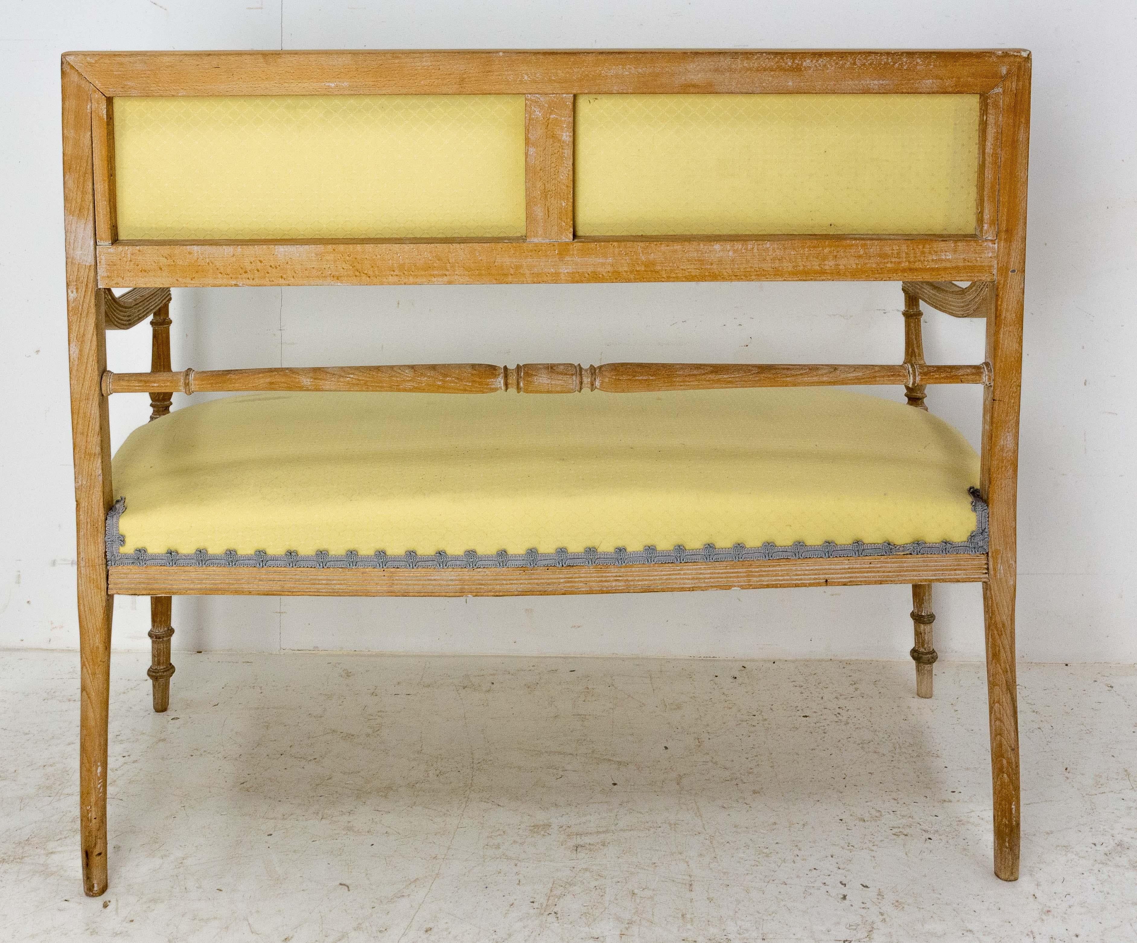 Upholstery French Louis XVI Style Sofa Banquette Patinated, Circa 1900 For Sale
