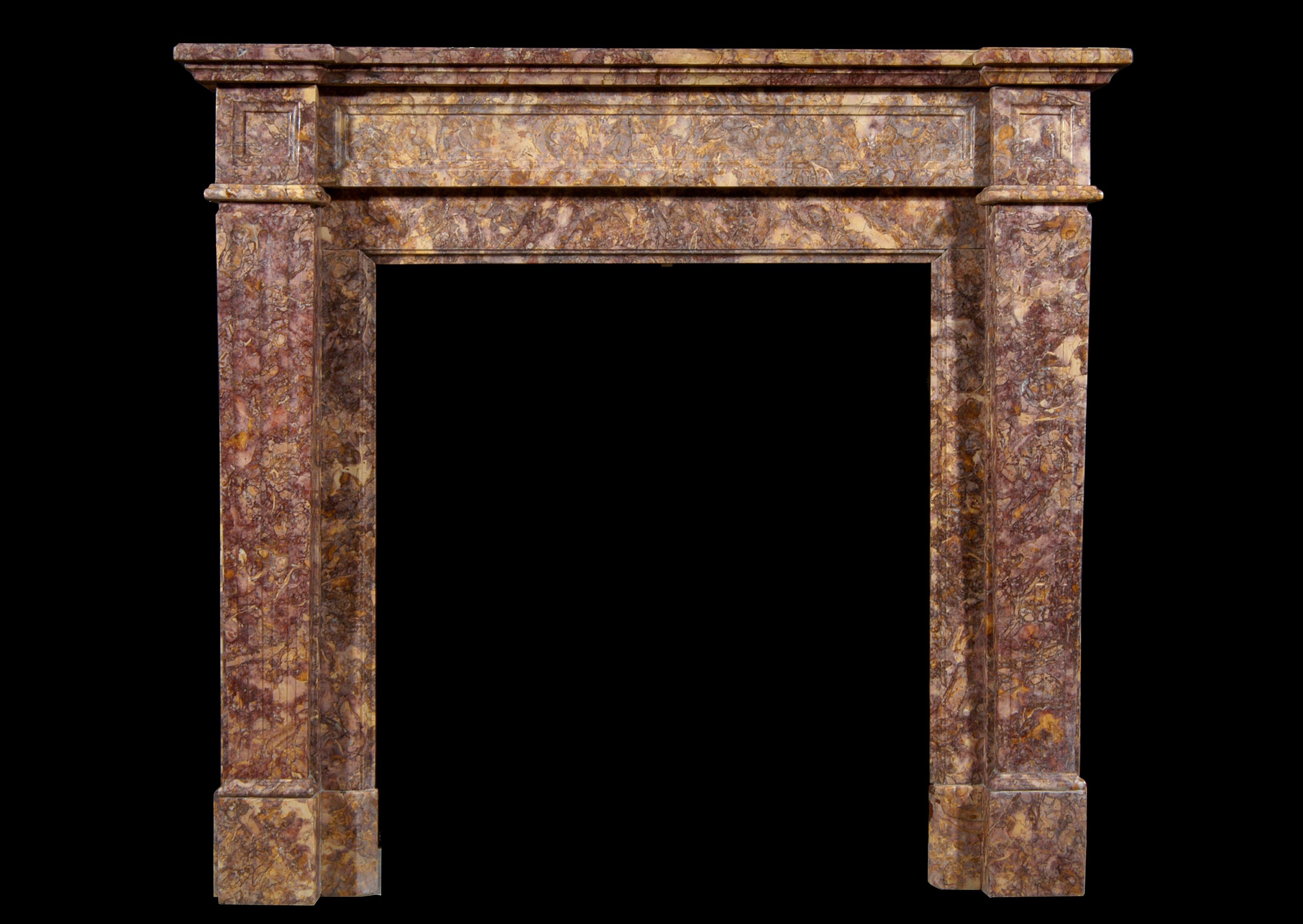 19th Century French Louis XVI Style Spanish Brocatelle Marble Chimneypiece For Sale