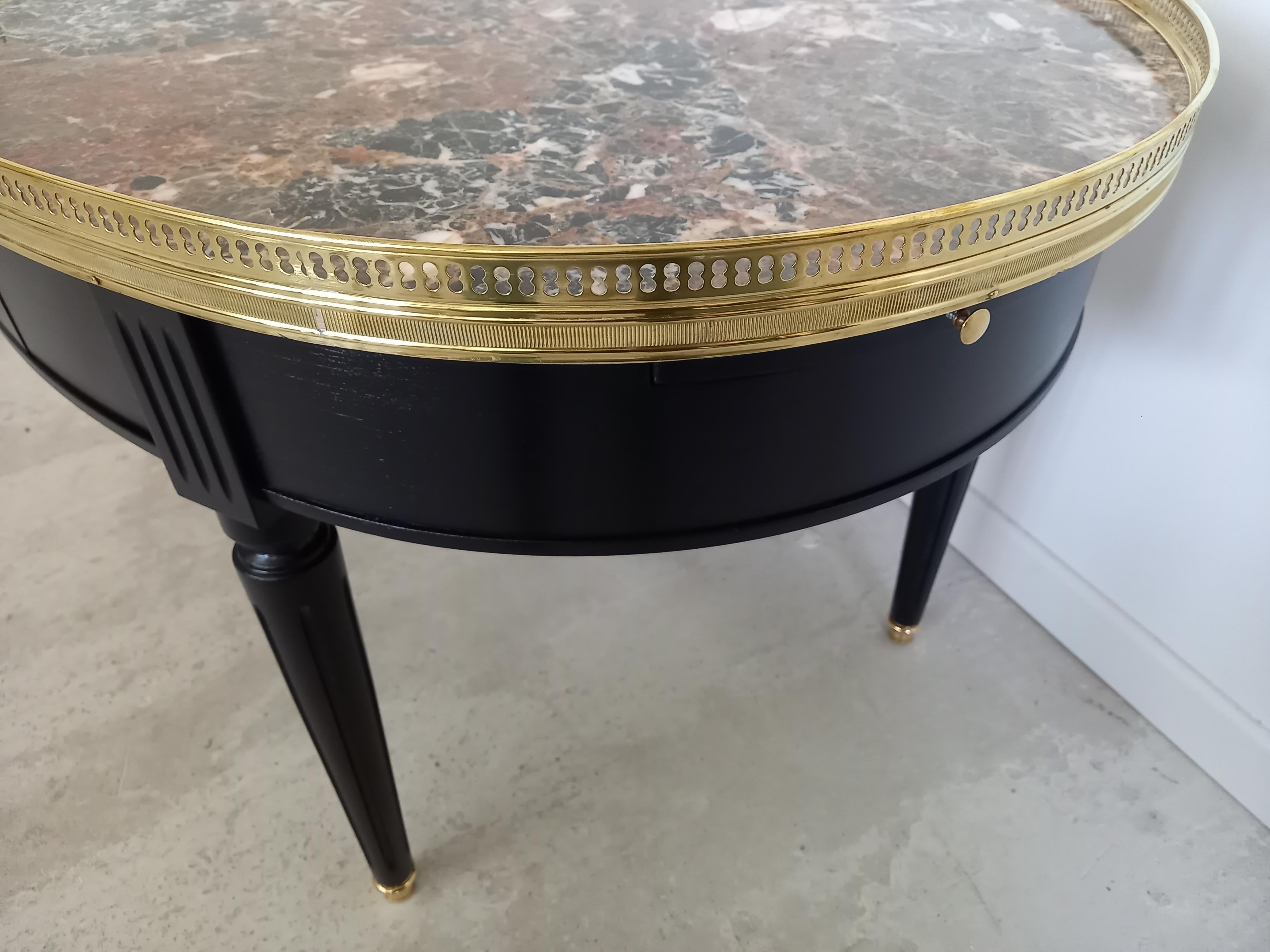 French Louis XVI Table, Marble, Bronze & Brass Details For Sale 6