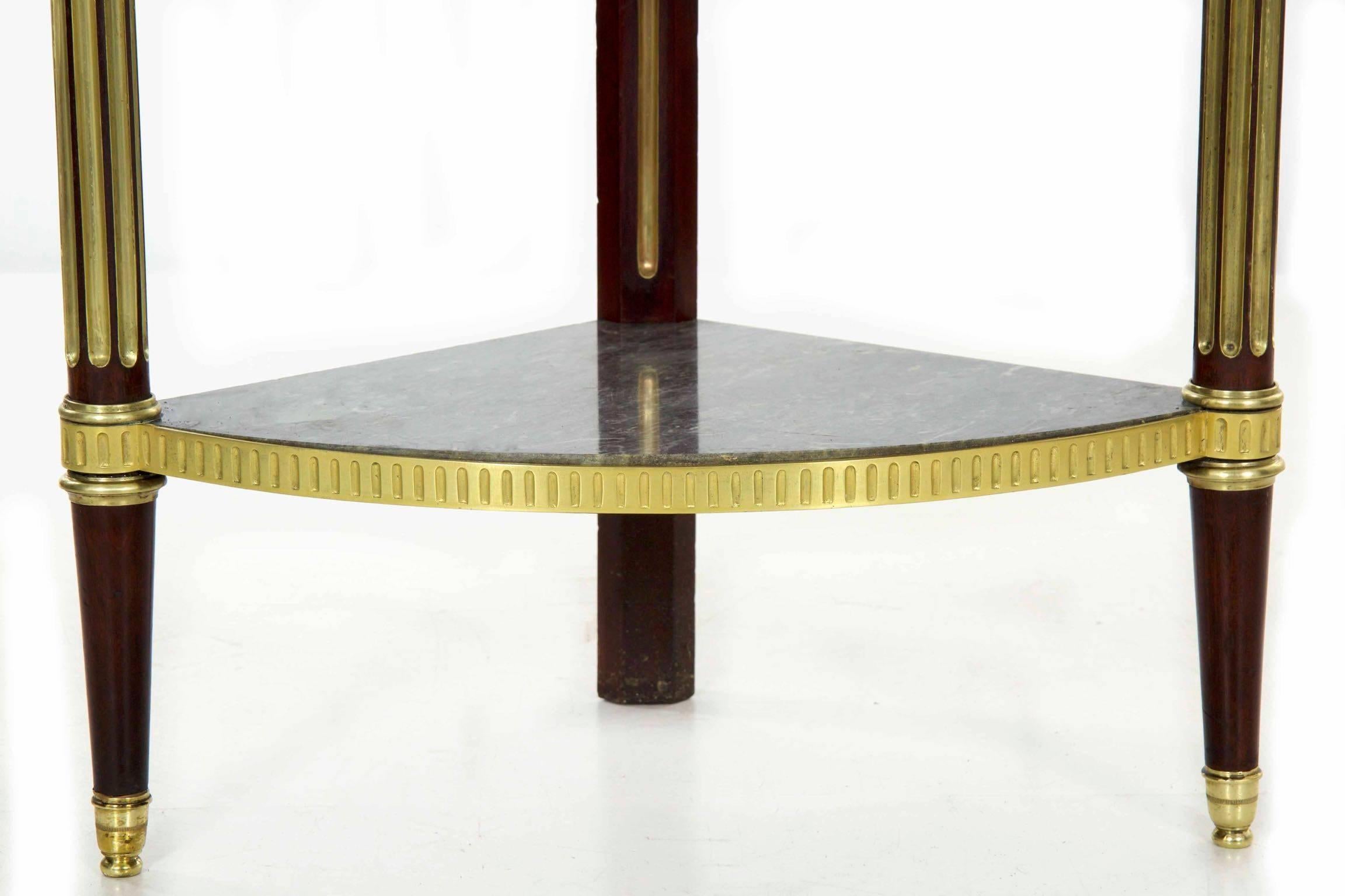 Brass French Louis XVI Style Three-Tier Antique Side Table Corner Stand