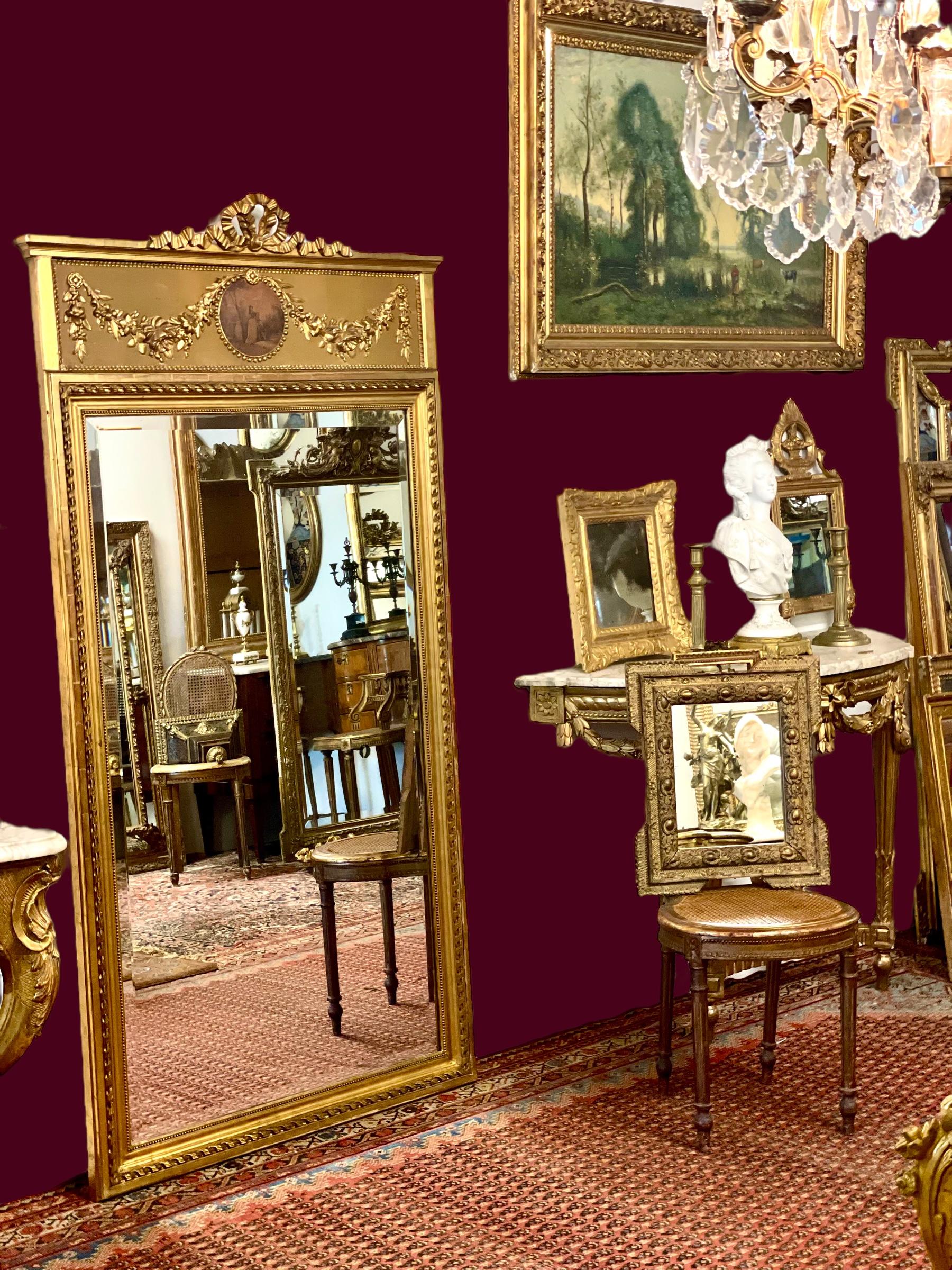 French Louis XVI Trumeau Mirror, Napoleon III Period For Sale 2
