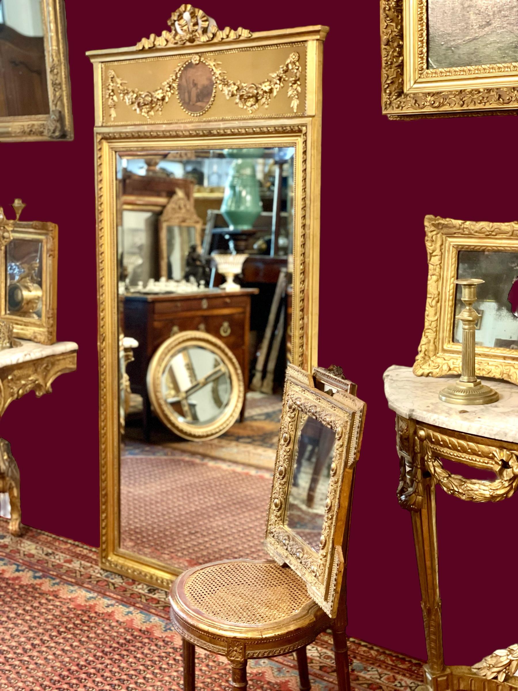 French Louis XVI Trumeau Mirror, Napoleon III Period For Sale 3