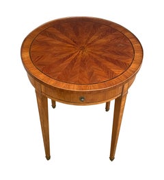 French Louis XVI Style Tulipwood Marquetry Veneered Circular Side Table
