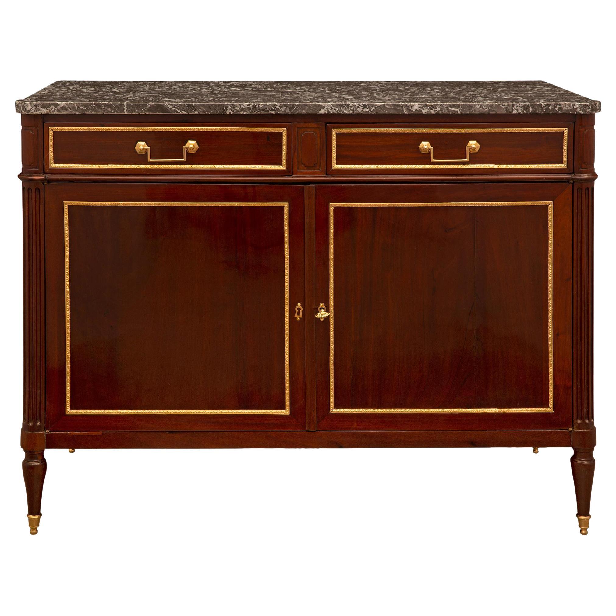 French Louis XVI Style Two-Door and Two-Drawer Mahogany Buffet For Sale