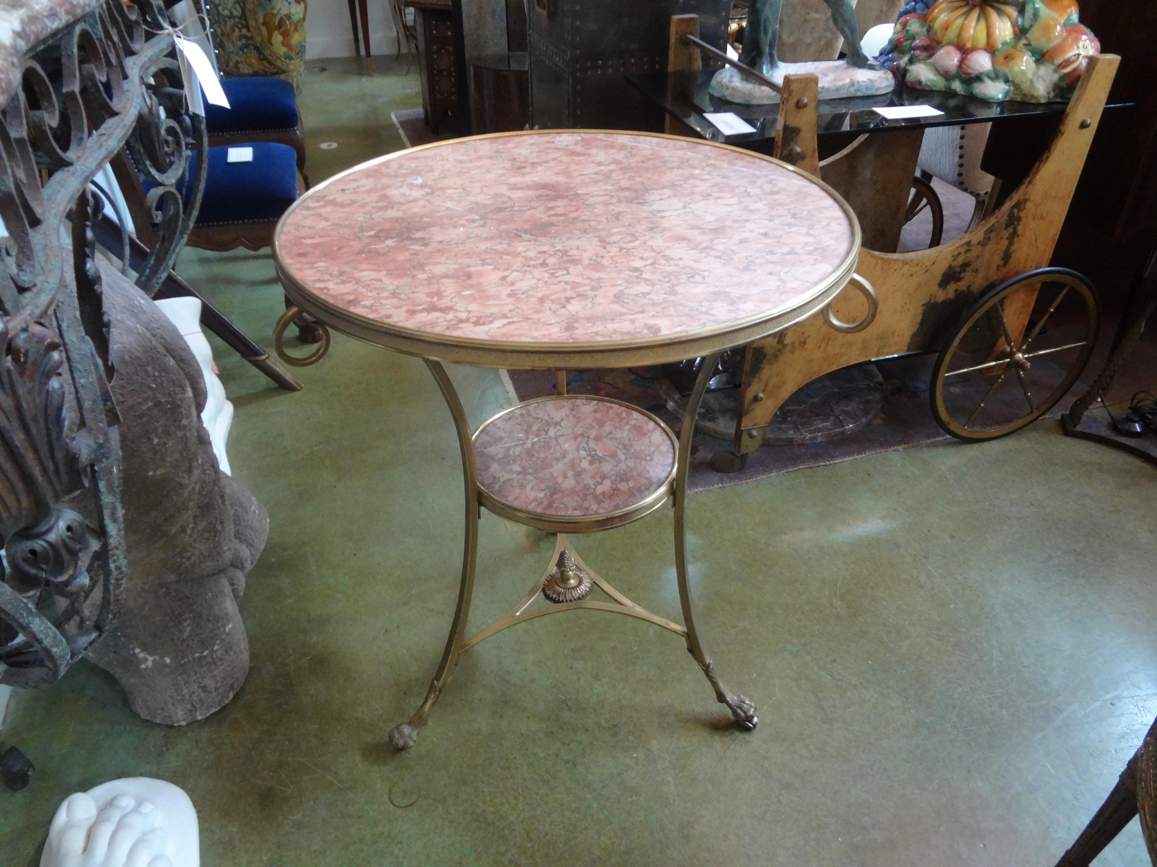 French Louis XVI Style Bronze Dore and Marble Table For Sale 6