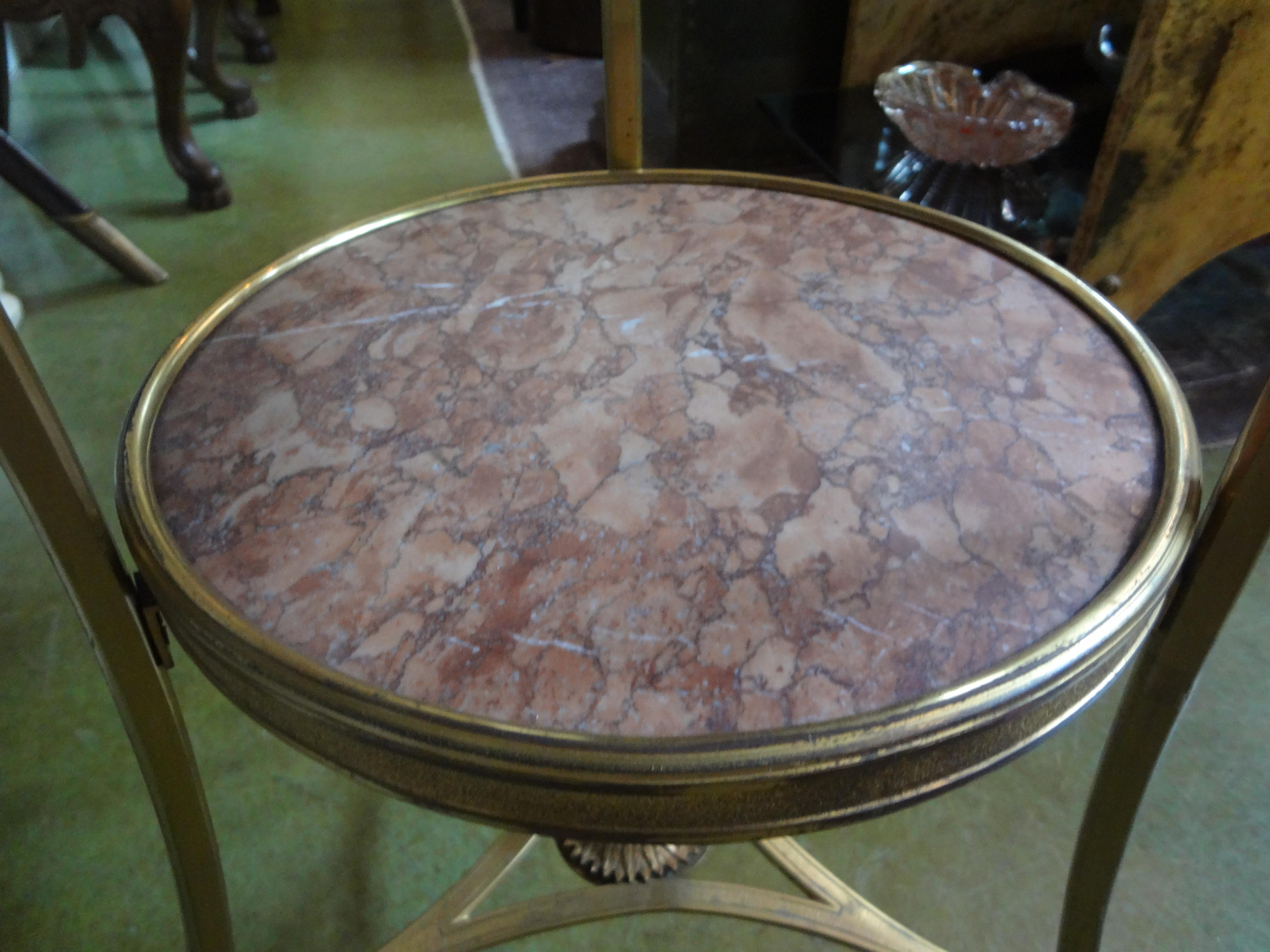 Mid-20th Century French Louis XVI Style Bronze Dore and Marble Table For Sale