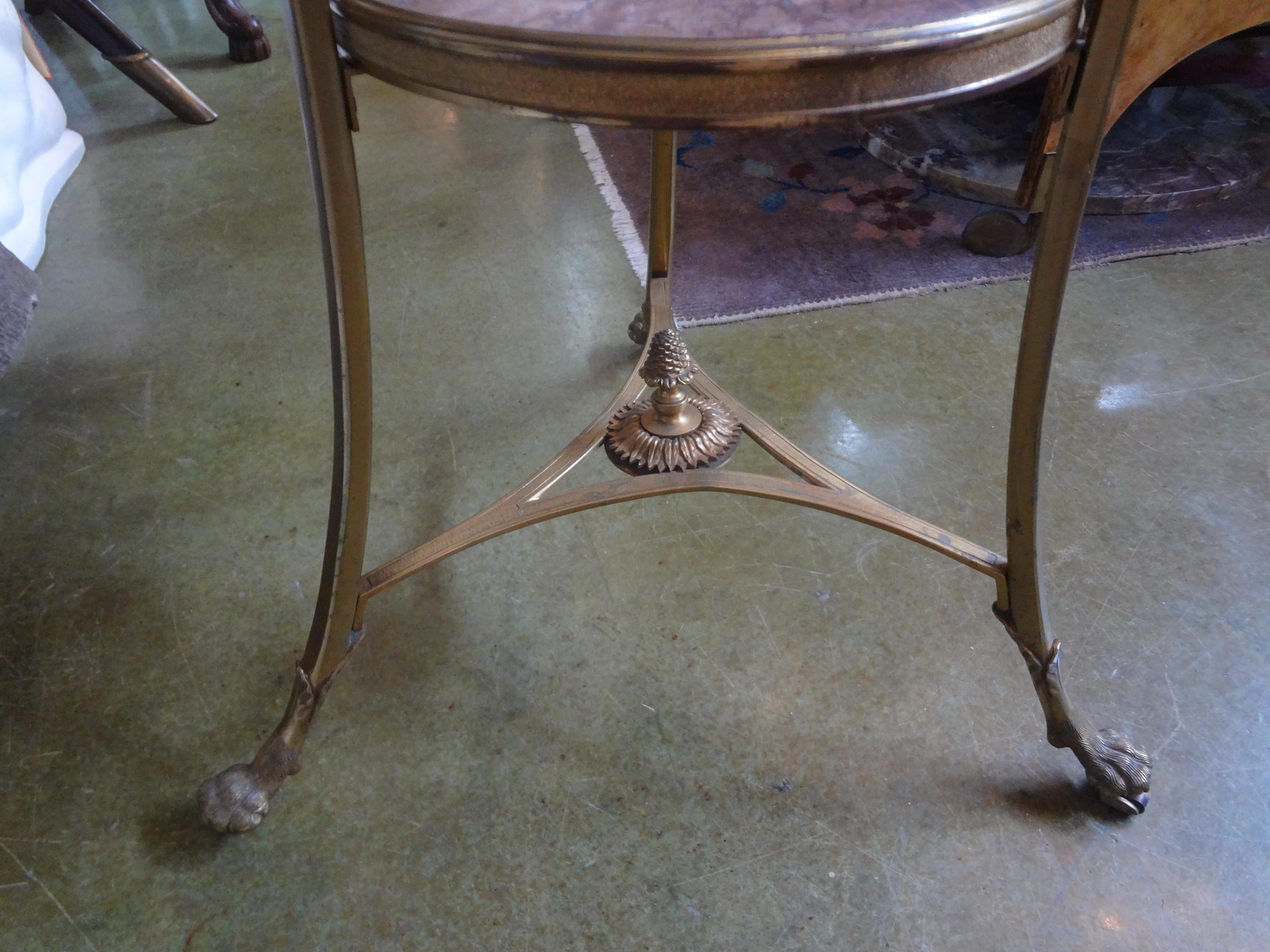 French Louis XVI Style Bronze Dore and Marble Table For Sale 3