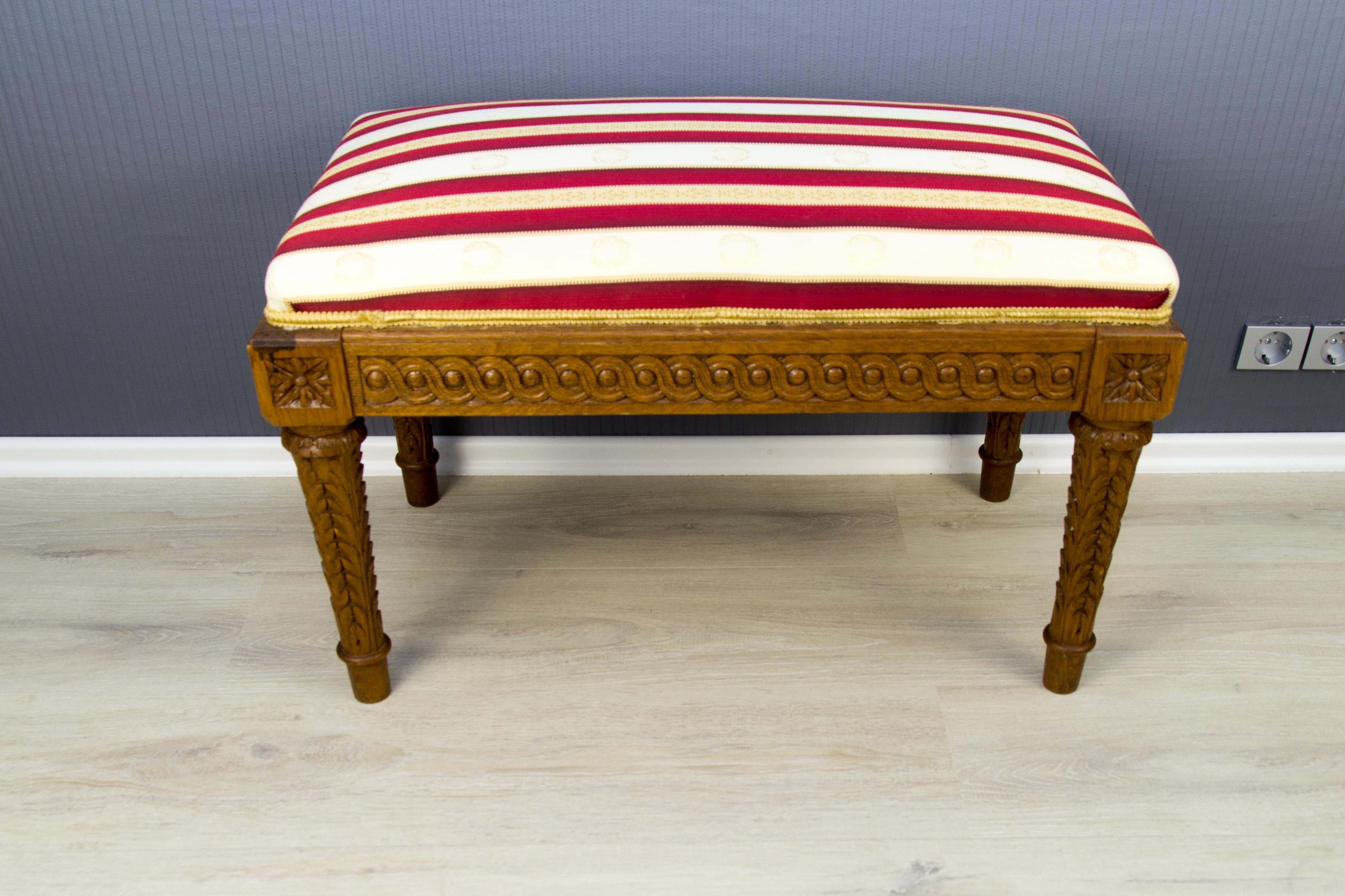 French, Louis XVI Style Upholstered Bench 6