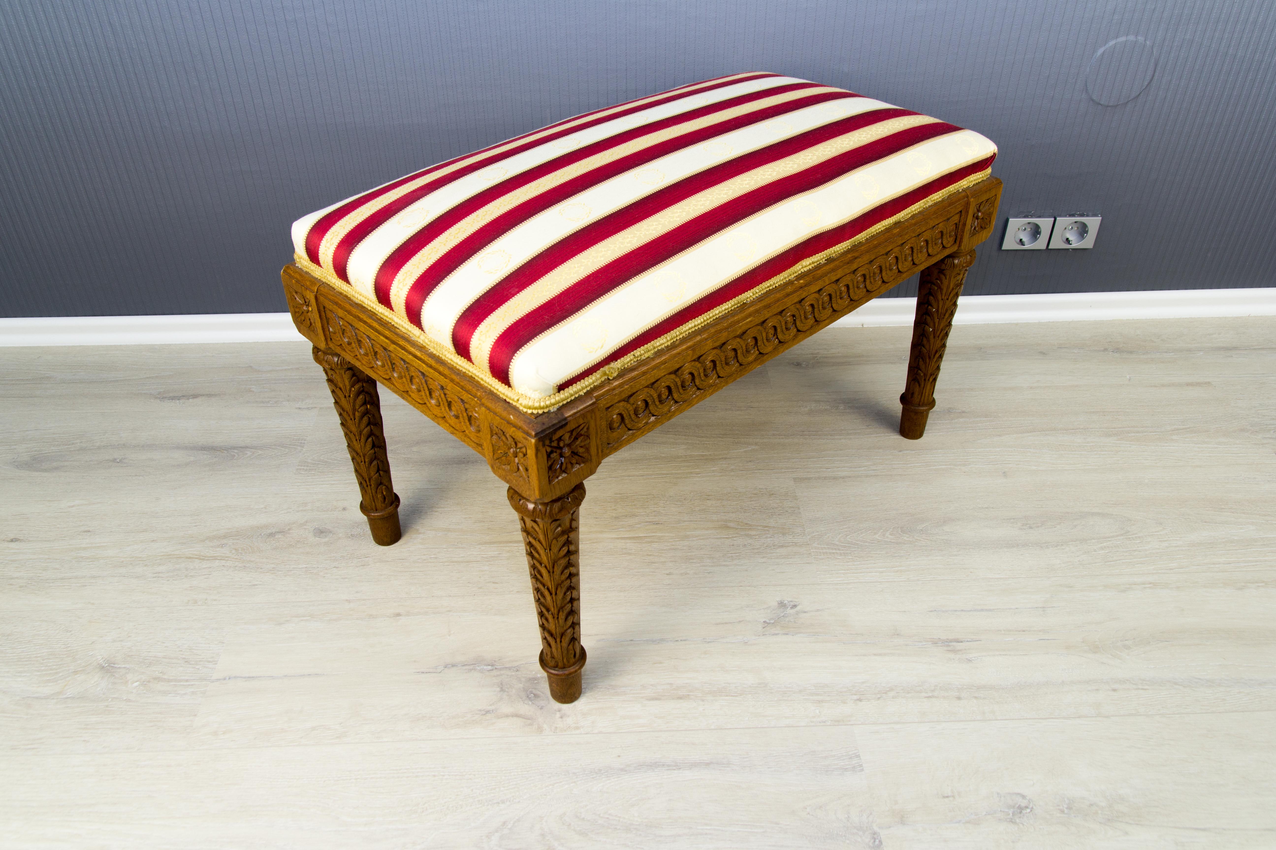 French, Louis XVI Style Upholstered Bench 7