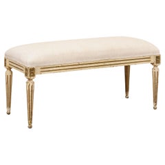 French Louis XVI Style Upholstered Seat Bench, 19th C