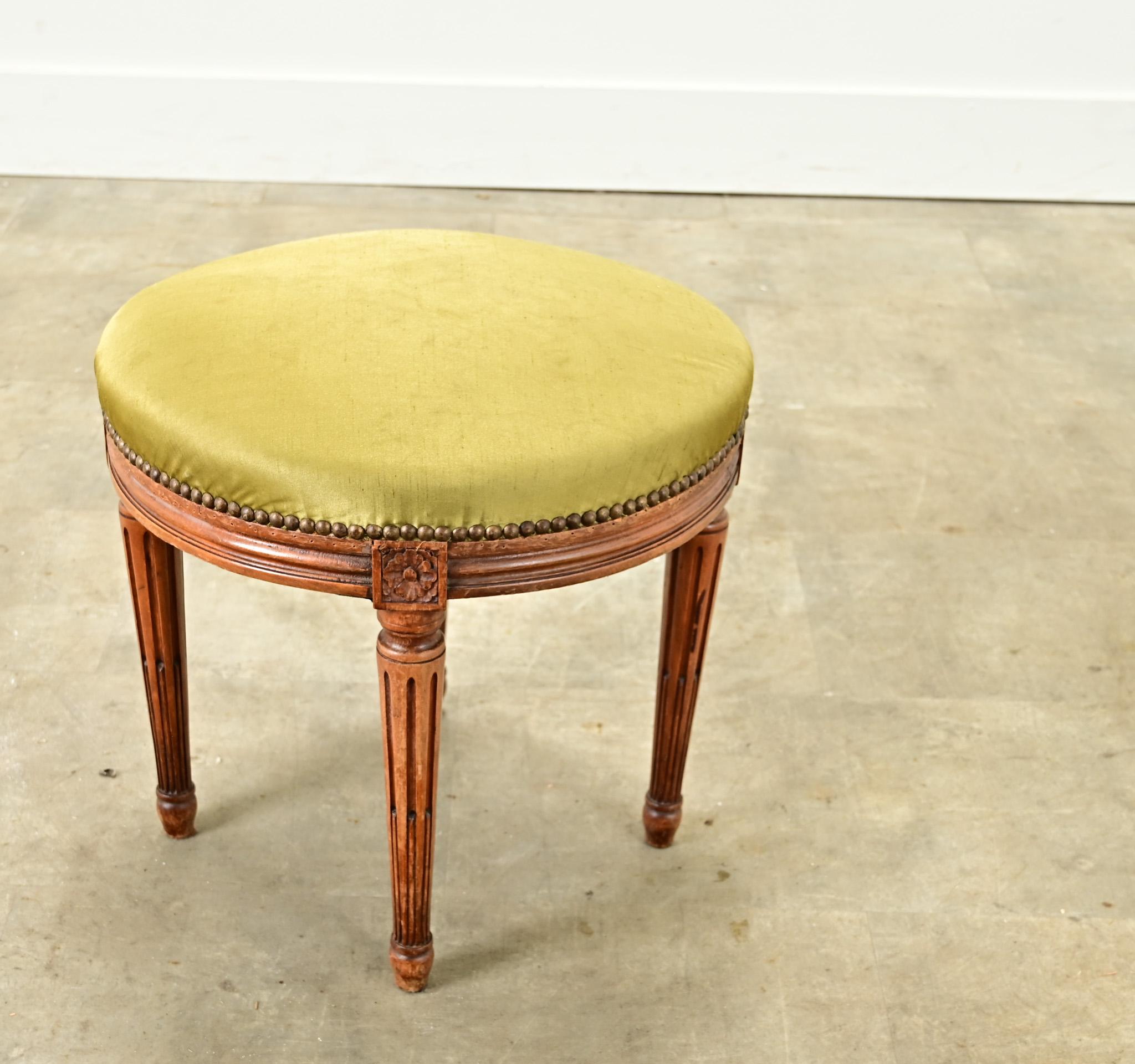 19th Century French Louis XVI Style Upholstered Stool For Sale