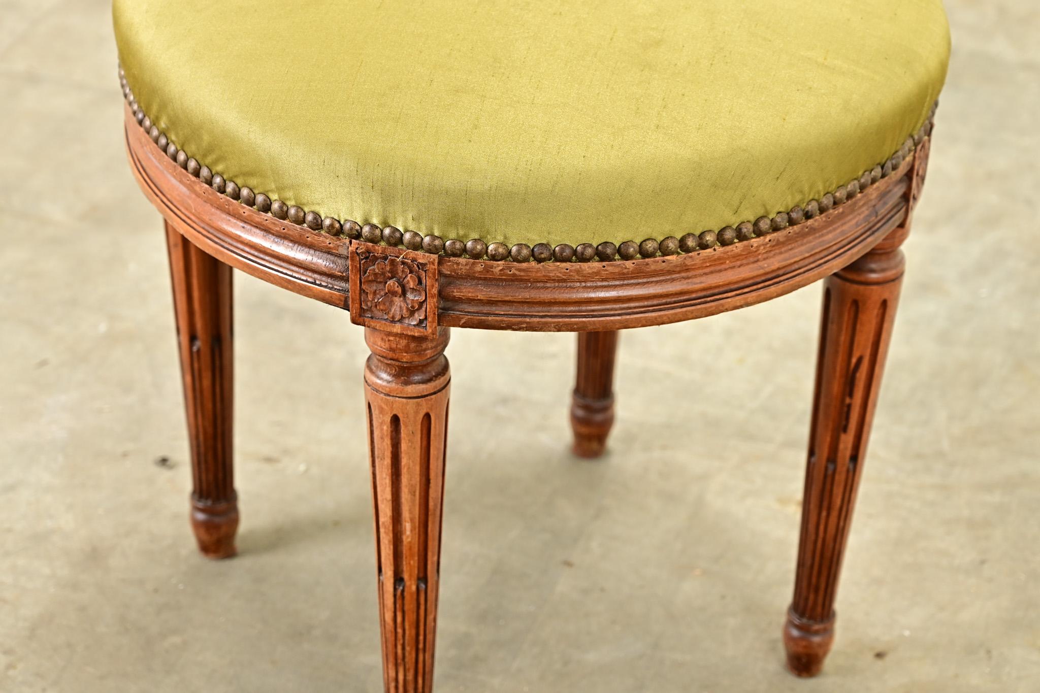 French Louis XVI Style Upholstered Stool For Sale 1