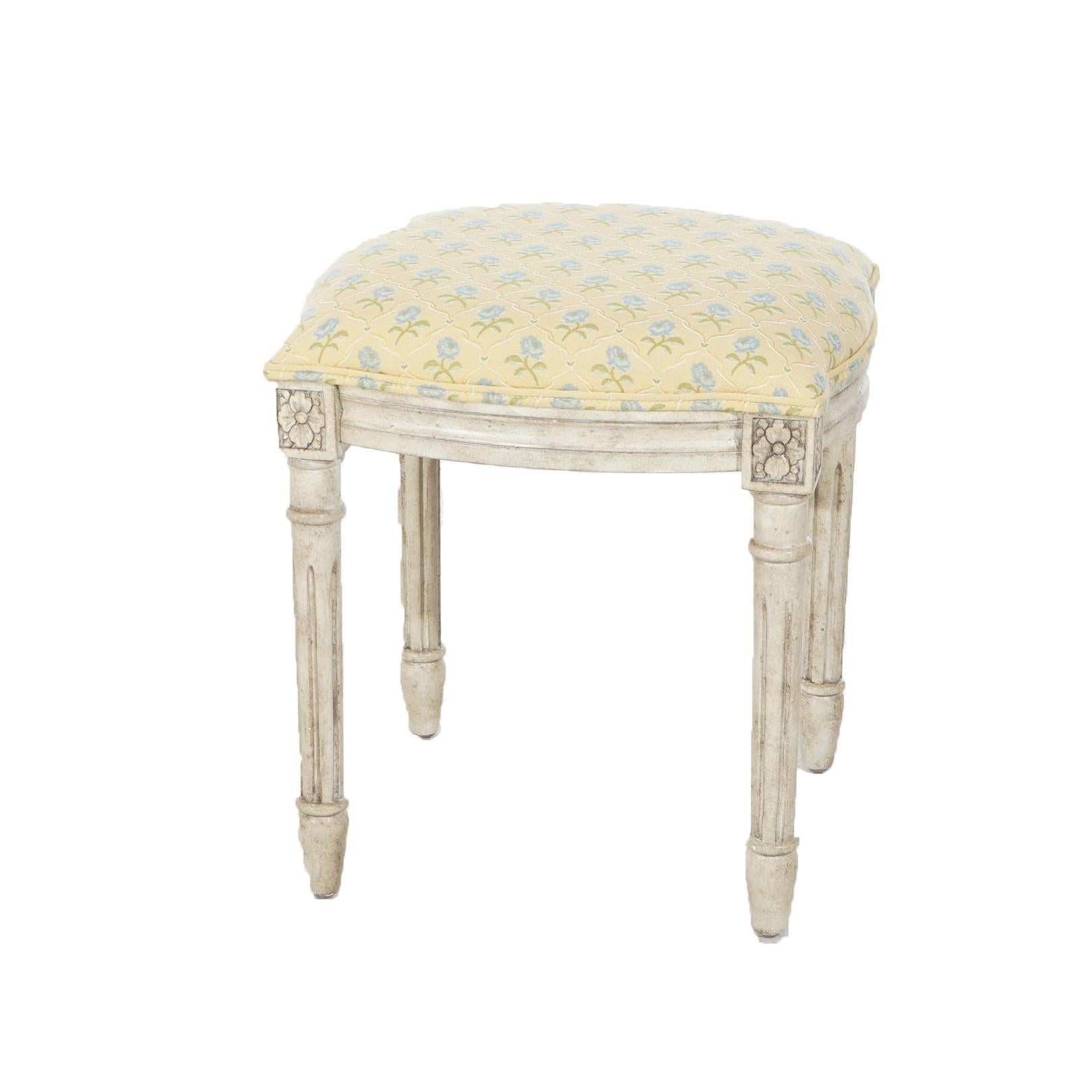 20th Century French Louis XVI Style Upholstered Vanity Stool 20thC For Sale