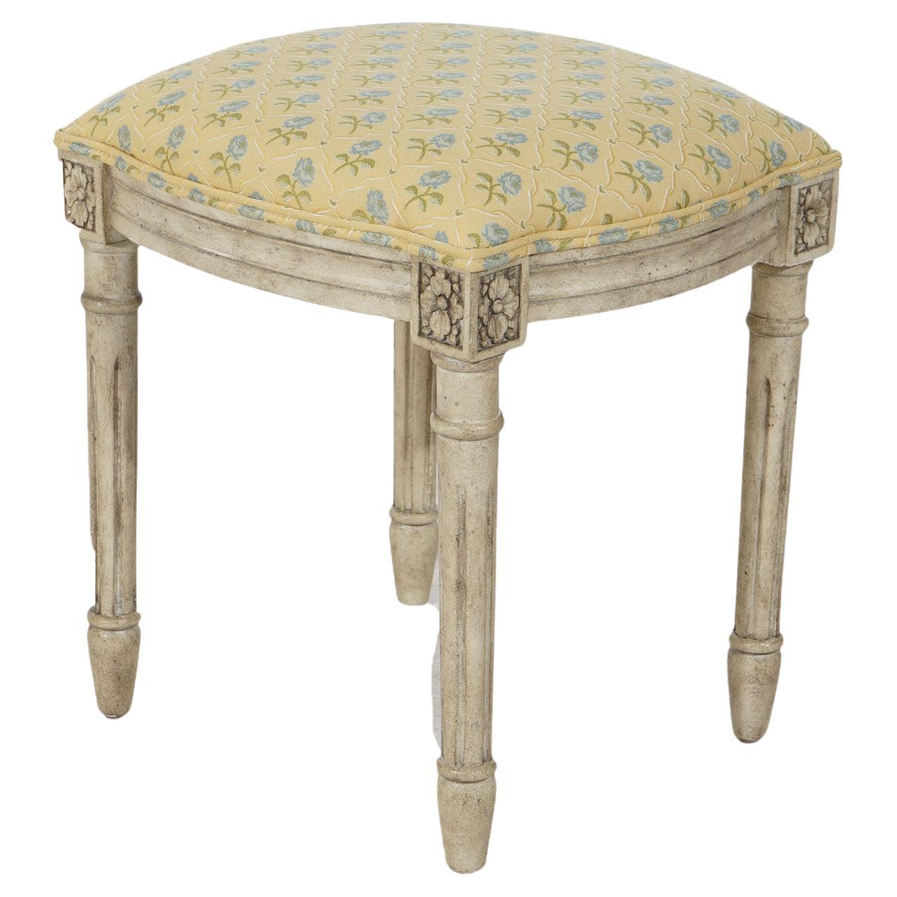 French Louis XVI Style Upholstered Vanity Stool 20thC For Sale
