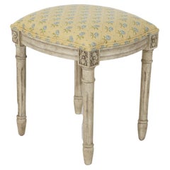 Antique French Louis XVI Style Upholstered Vanity Stool 20thC