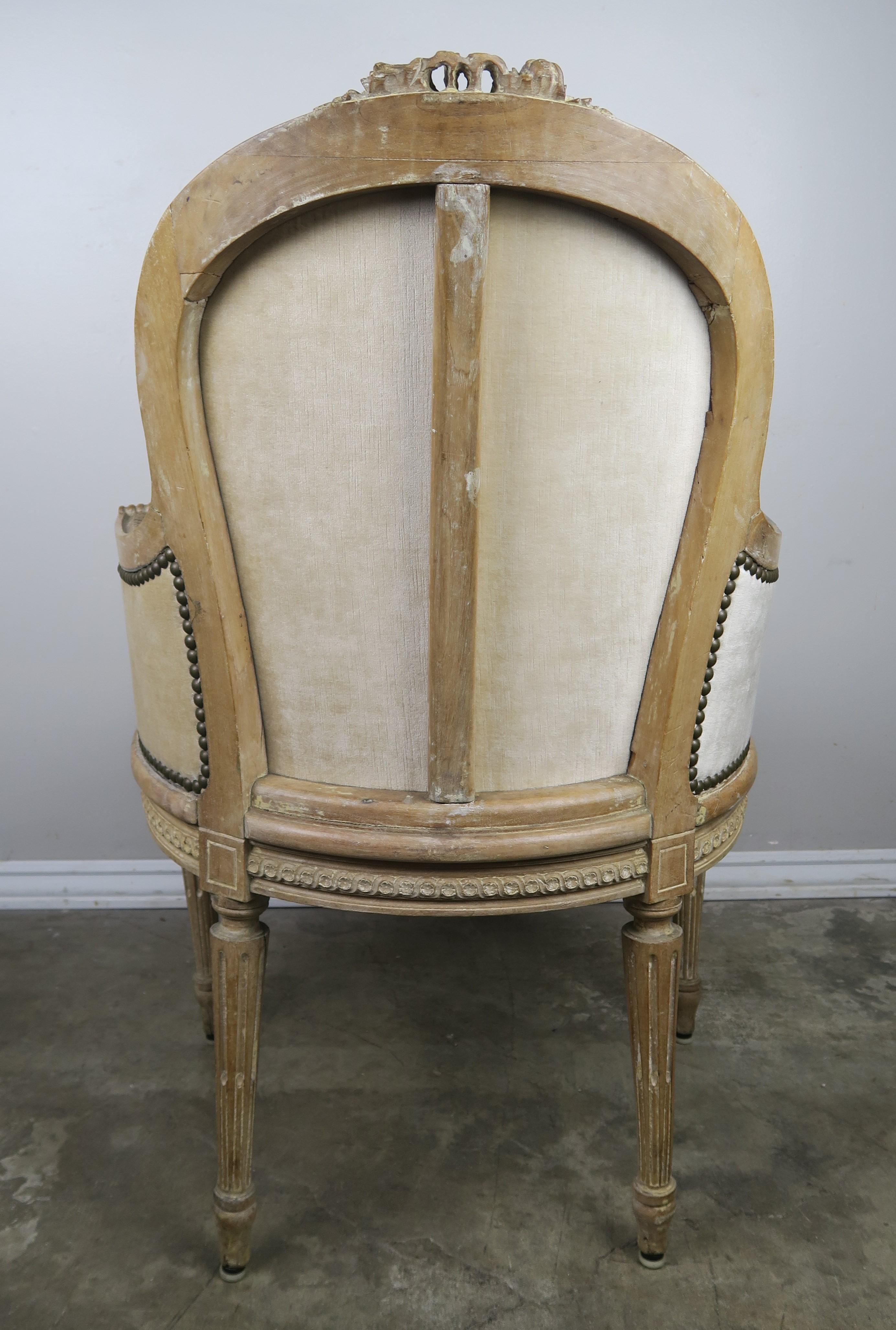 French Louis XVI Style Velvet Vanity Chair, circa 1930 4