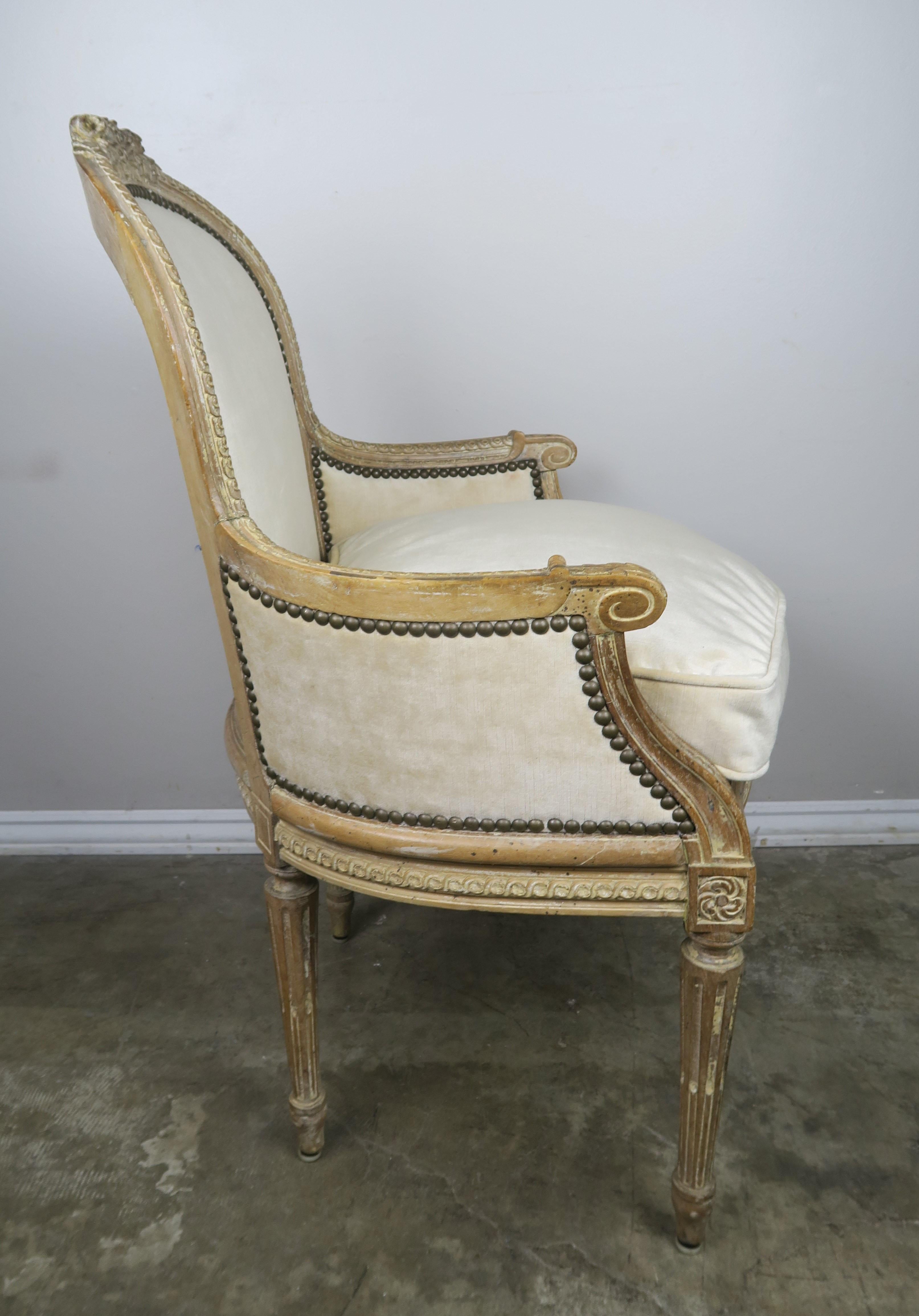 French Louis XVI Style Velvet Vanity Chair, circa 1930 1