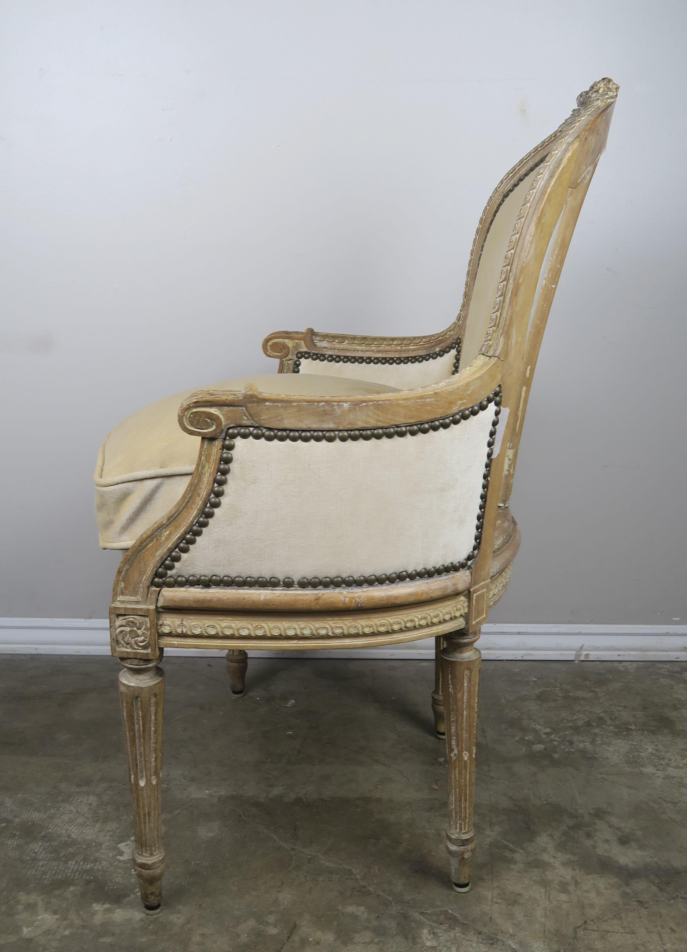 French Louis XVI Style Velvet Vanity Chair, circa 1930 2