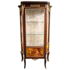 French Louis XVI Style Verni Martin Display Cabinet Vitrine