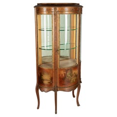 French Louis XVI Style Vernis Martin Decorated Giltwood Vitrine
