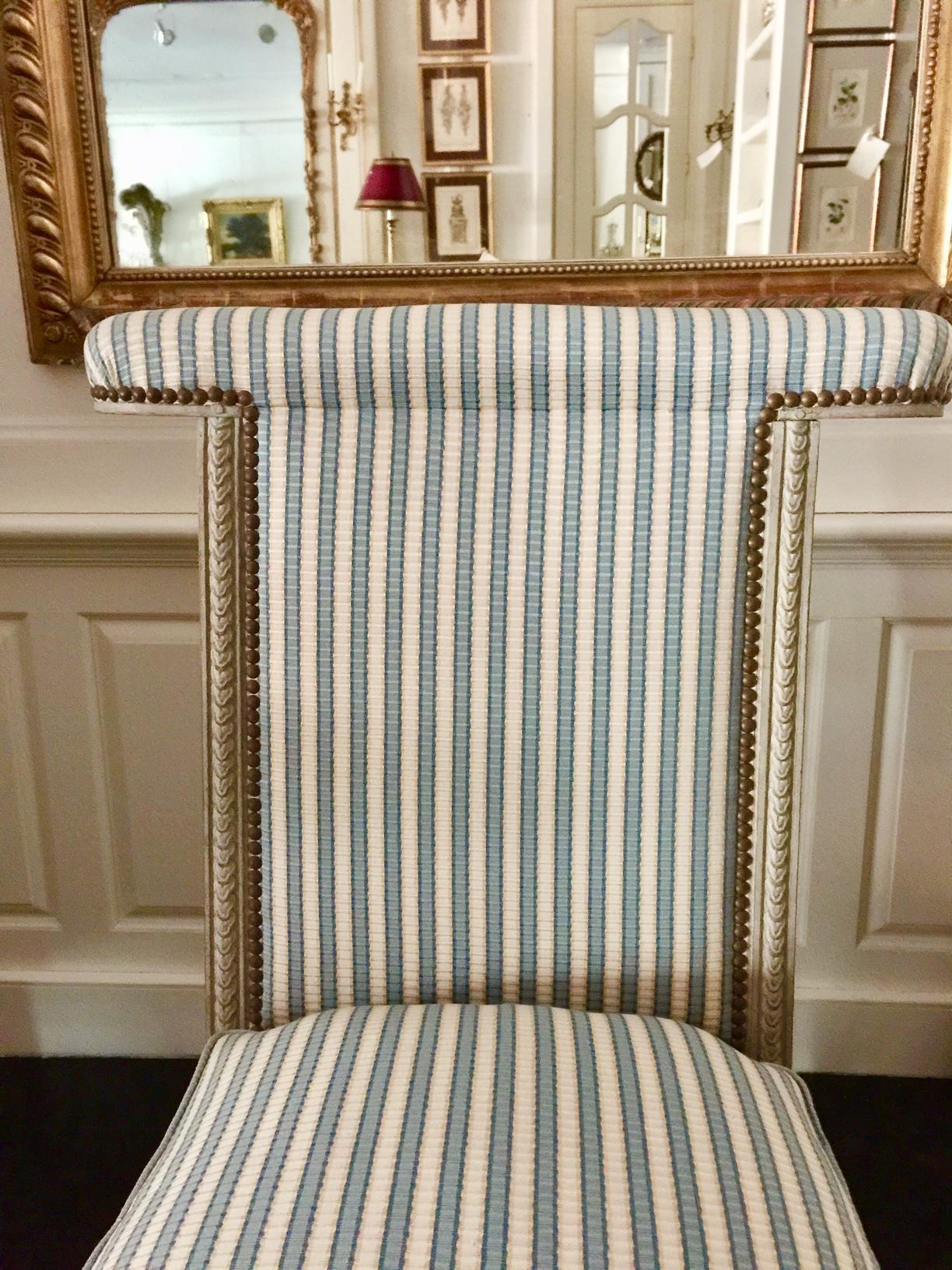 Fabric French Louis XVI Style Voyelle/Ponteuse Chair, French Riviera Private Collection